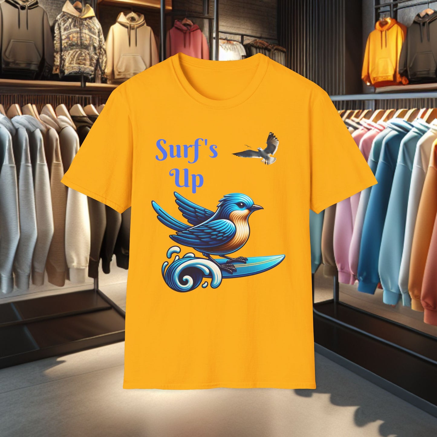 Blue Bird Surfing Unisex T-Shirt - Surf's Up