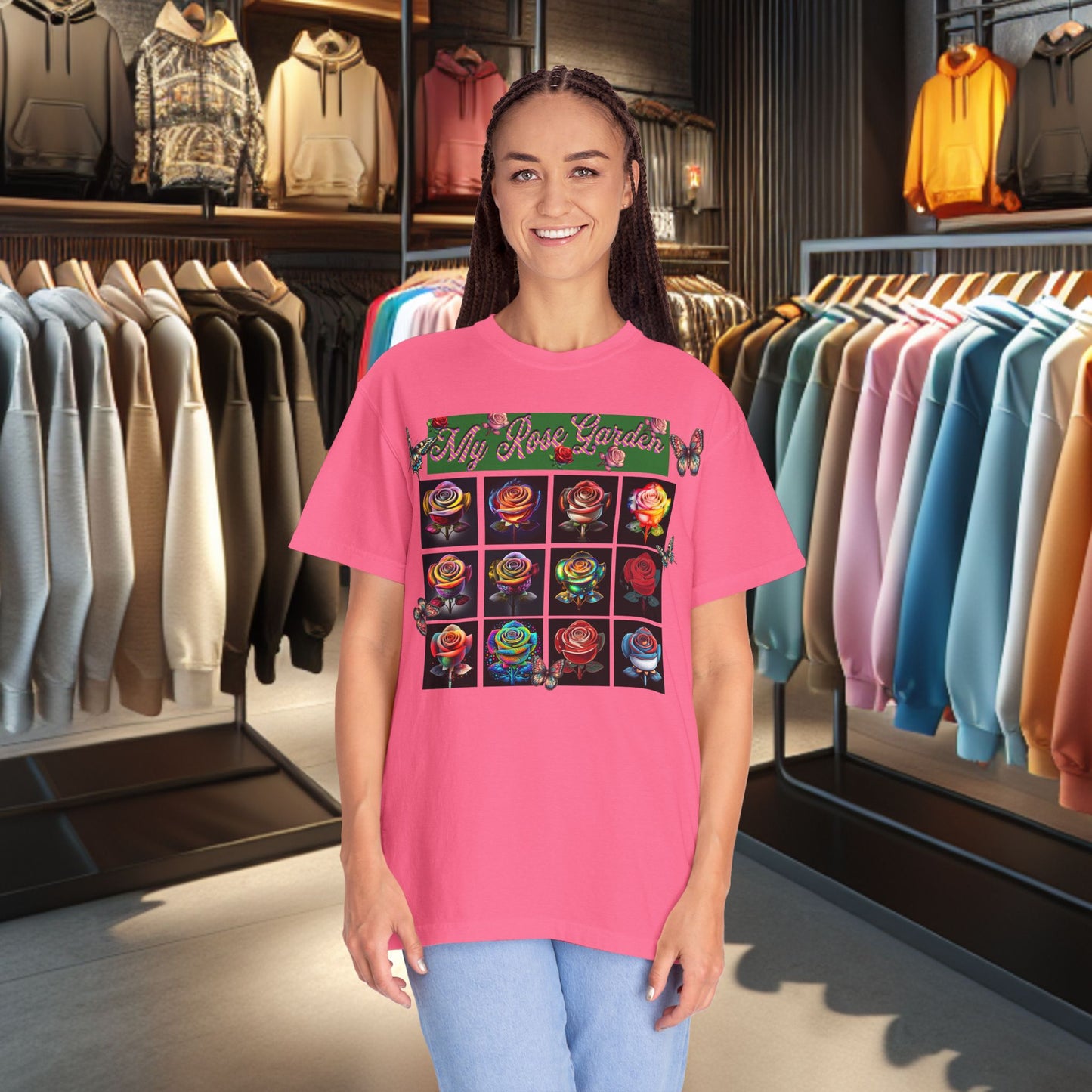 Floral T-Shirt for Flower Lovers - My Rose Garden a Colorful Floral Design