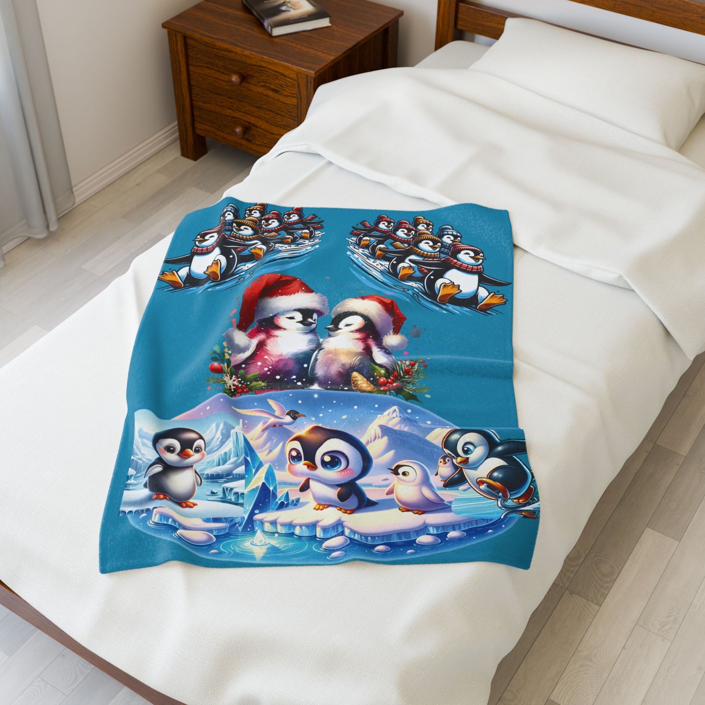 Penguins at Play - Velveteen Plush Blanket