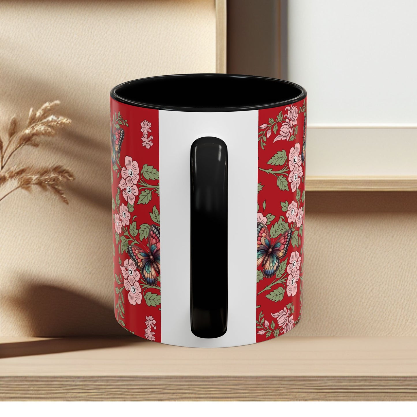 Floral Coffee Mug Red