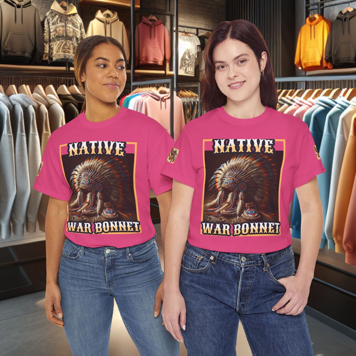 Unisex Cotton Tee - Native War Bonnet -Heavy Cotton Tee-