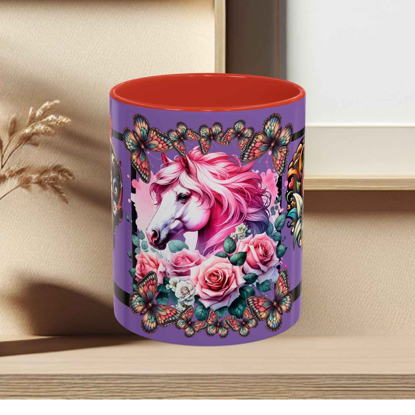 Love Coffee Mug - Vibrant Heart & Horse- Design, 11oz & 15oz