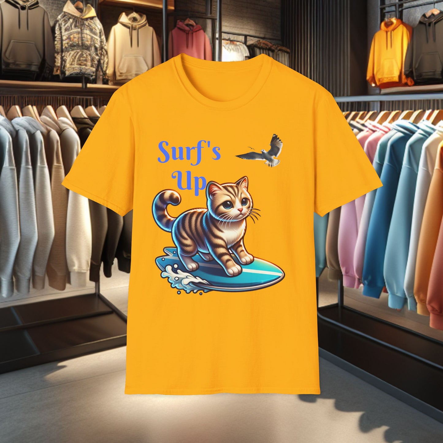 Kitty Surfing Unisex T-Shirt - Surf's Up