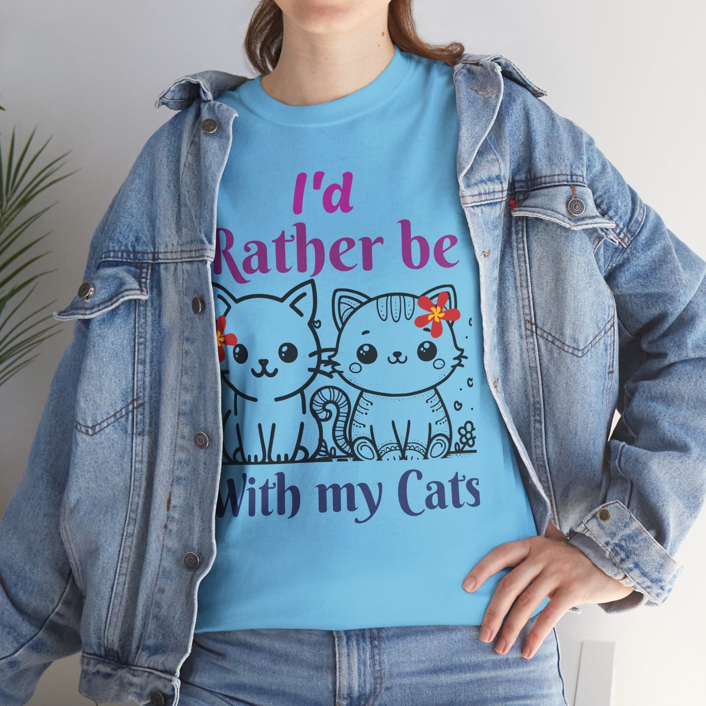 With my Cats Heavy Cotton Tee | Cat Lover Gift | Colorful Fun Shirt | Cute Animal Apparel | Perfect for Birthdays & Pet Lovers
