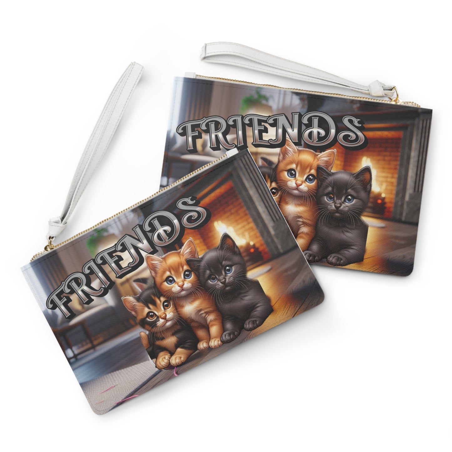 Cat Lovers Friends Clutch Bag - Cute Kittens Design