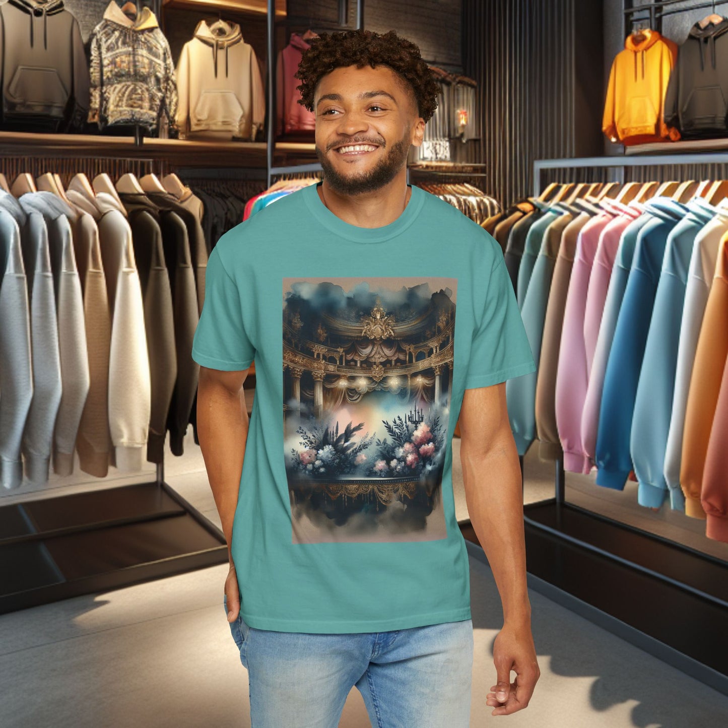 Dreamy Garden Unisex Garment-Dyed T-shirt - Artistic Floral Print - Perfect for Everyday Wear and Gifting
