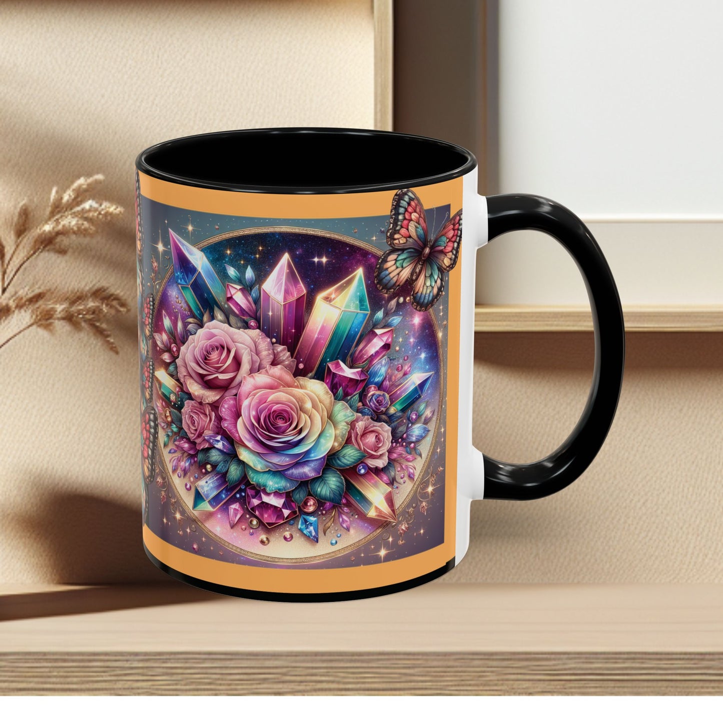 Coffee Mug Butterflys and Flowers