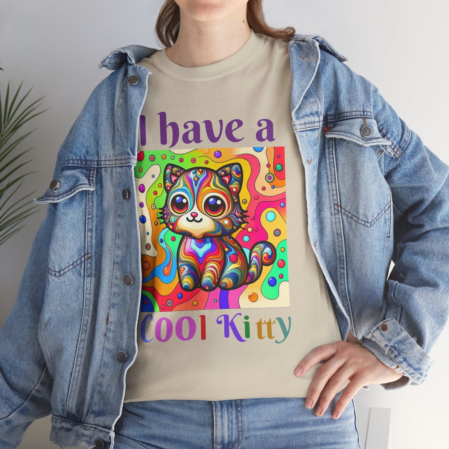 Cool Kitty Heavy Cotton Tee | Cat Lover Gift | Colorful Fun Shirt | Cute Animal Apparel | Perfect for Birthdays & Pet Lovers