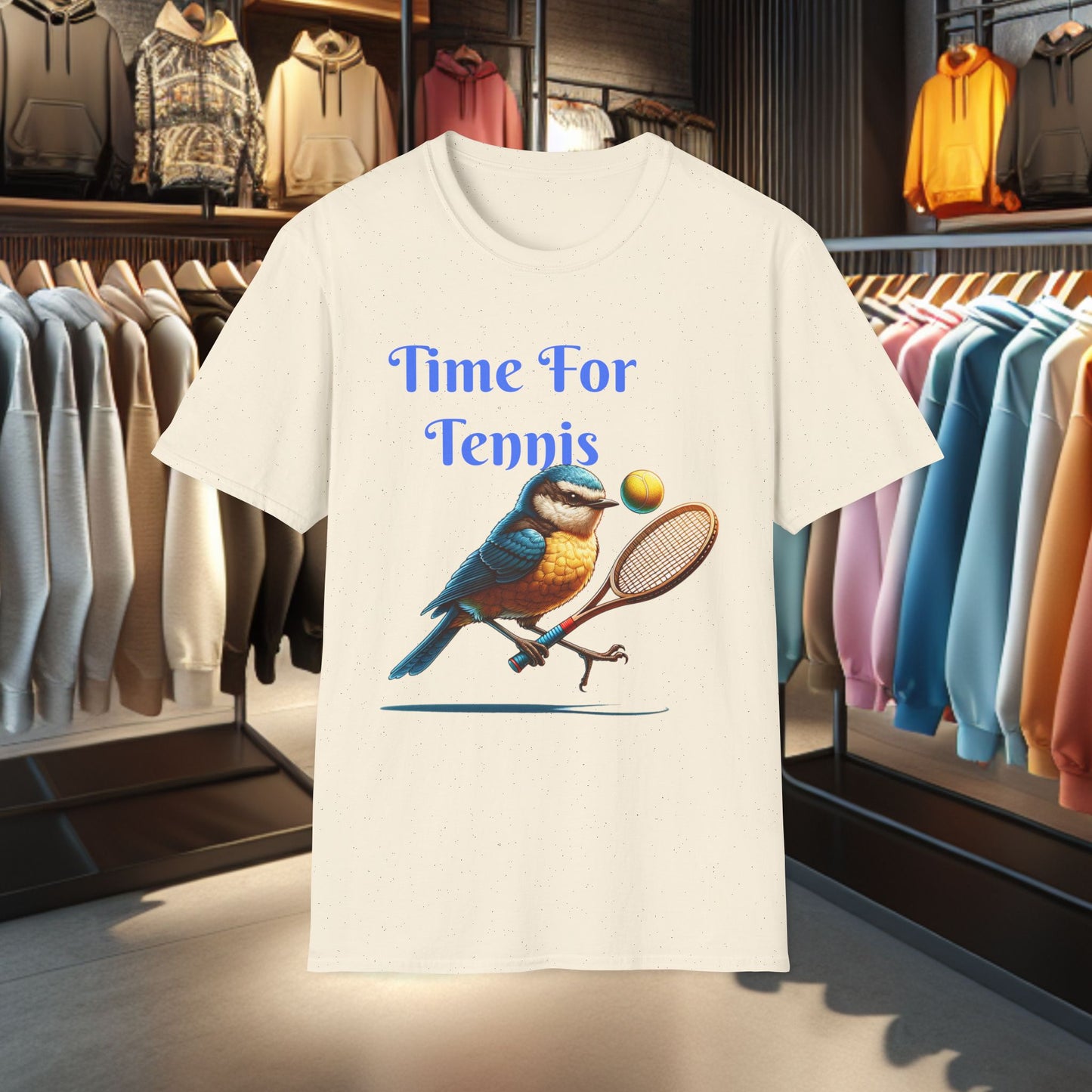 Blue Bird Playing Tennis Unisex T-Shirt - Time ForTennis