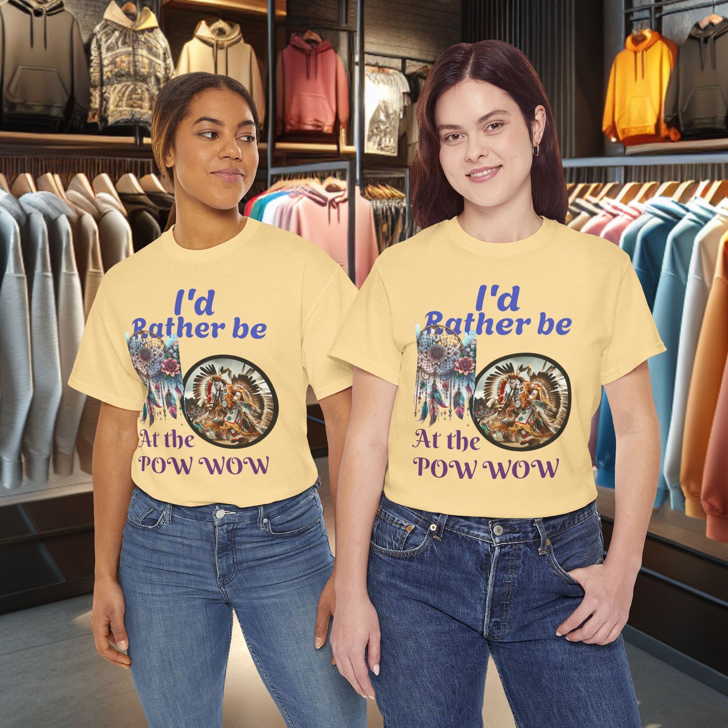 I'd Rather be at the POW-WOW- Heavy Cotton Tee