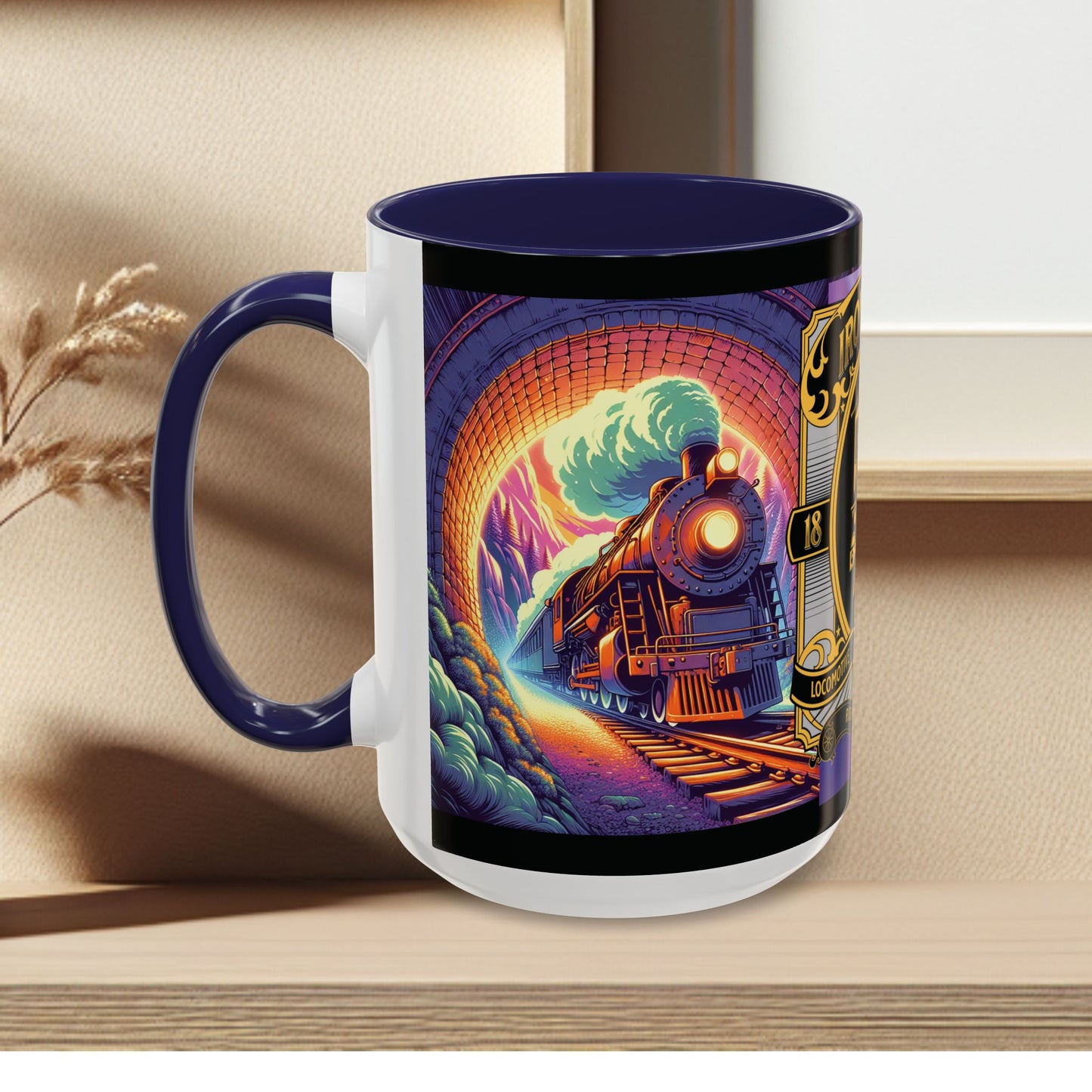 Mug- Steam engine Iron Horse- Accent Coffee Mug (15oz)