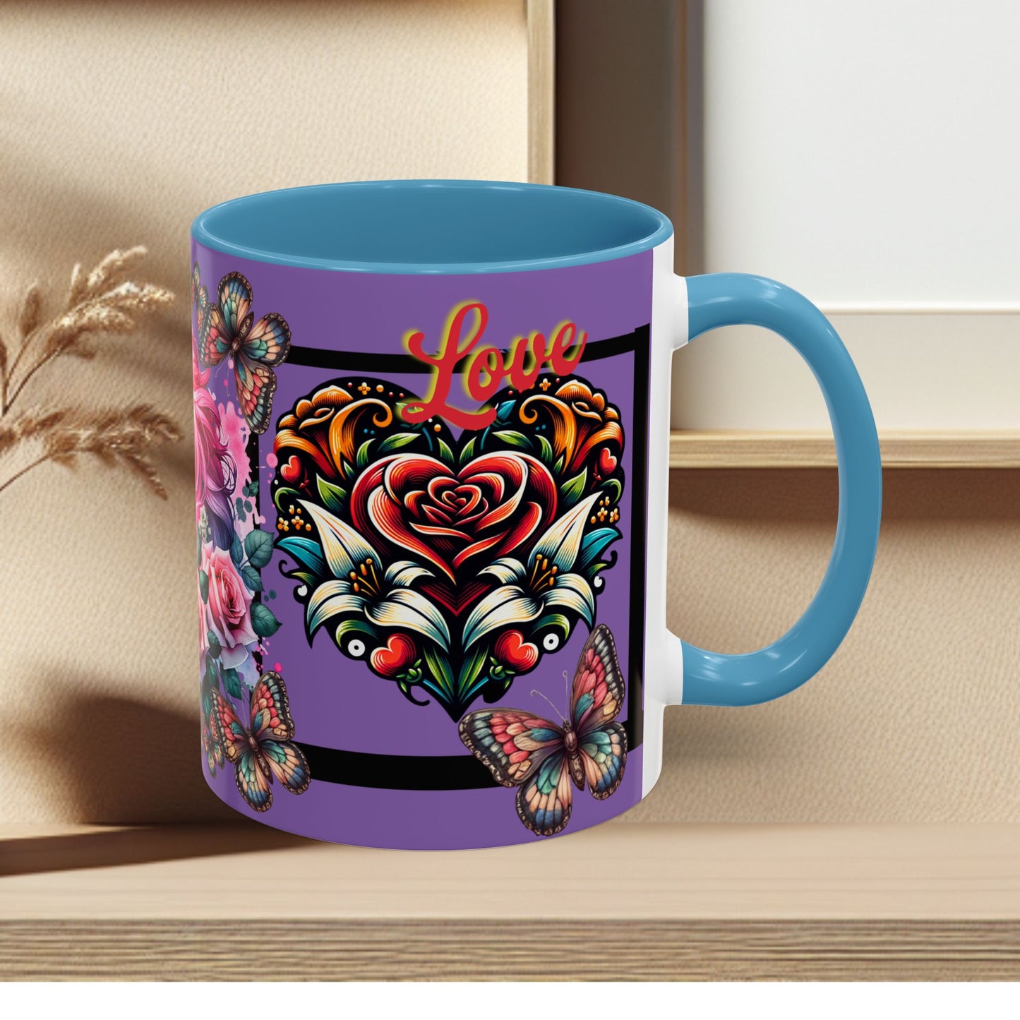 Love Coffee Mug - Vibrant Heart & Horse- Design, 11oz & 15oz