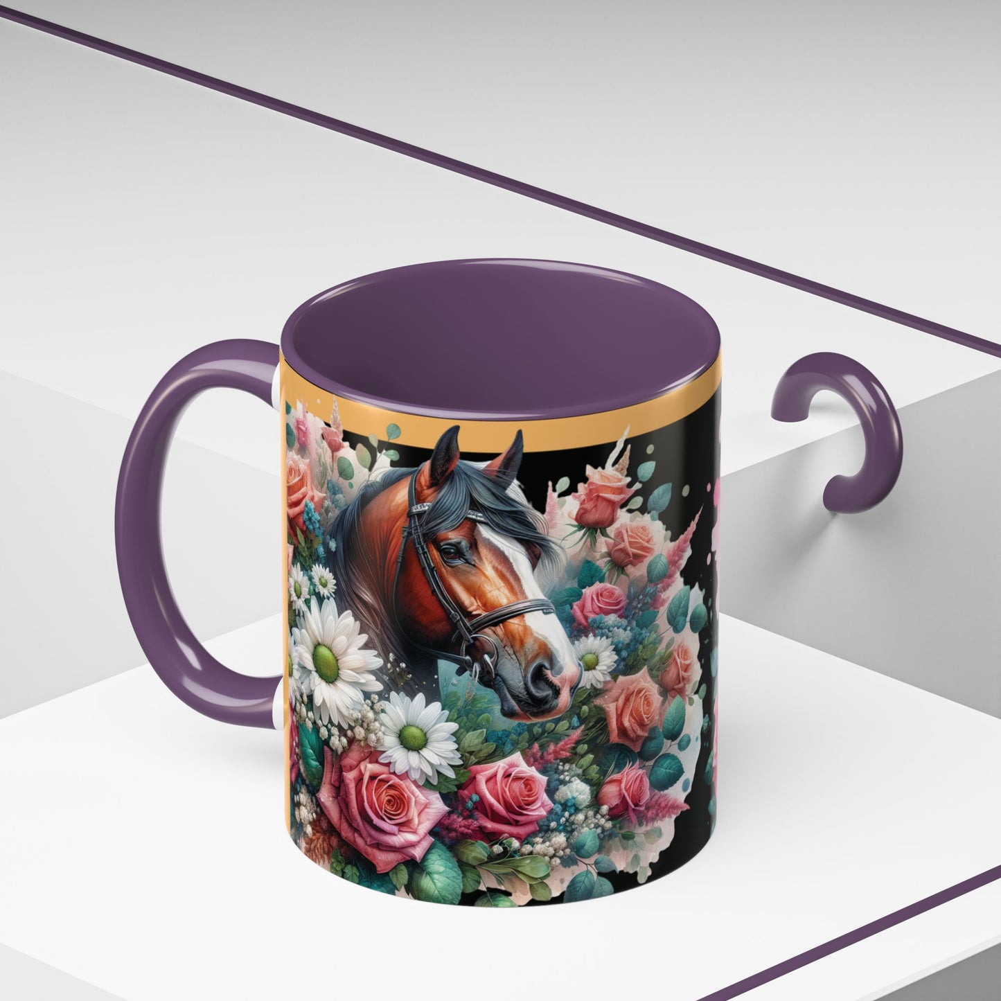 Coffee Mug Horses in Flowers 11oz 15oz