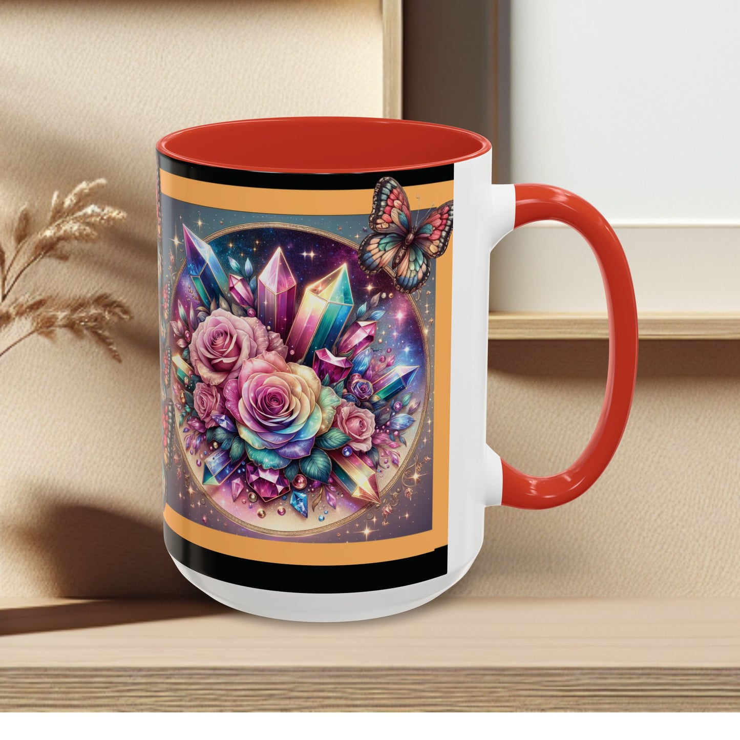 Coffee Mug Butterflys and Flowers