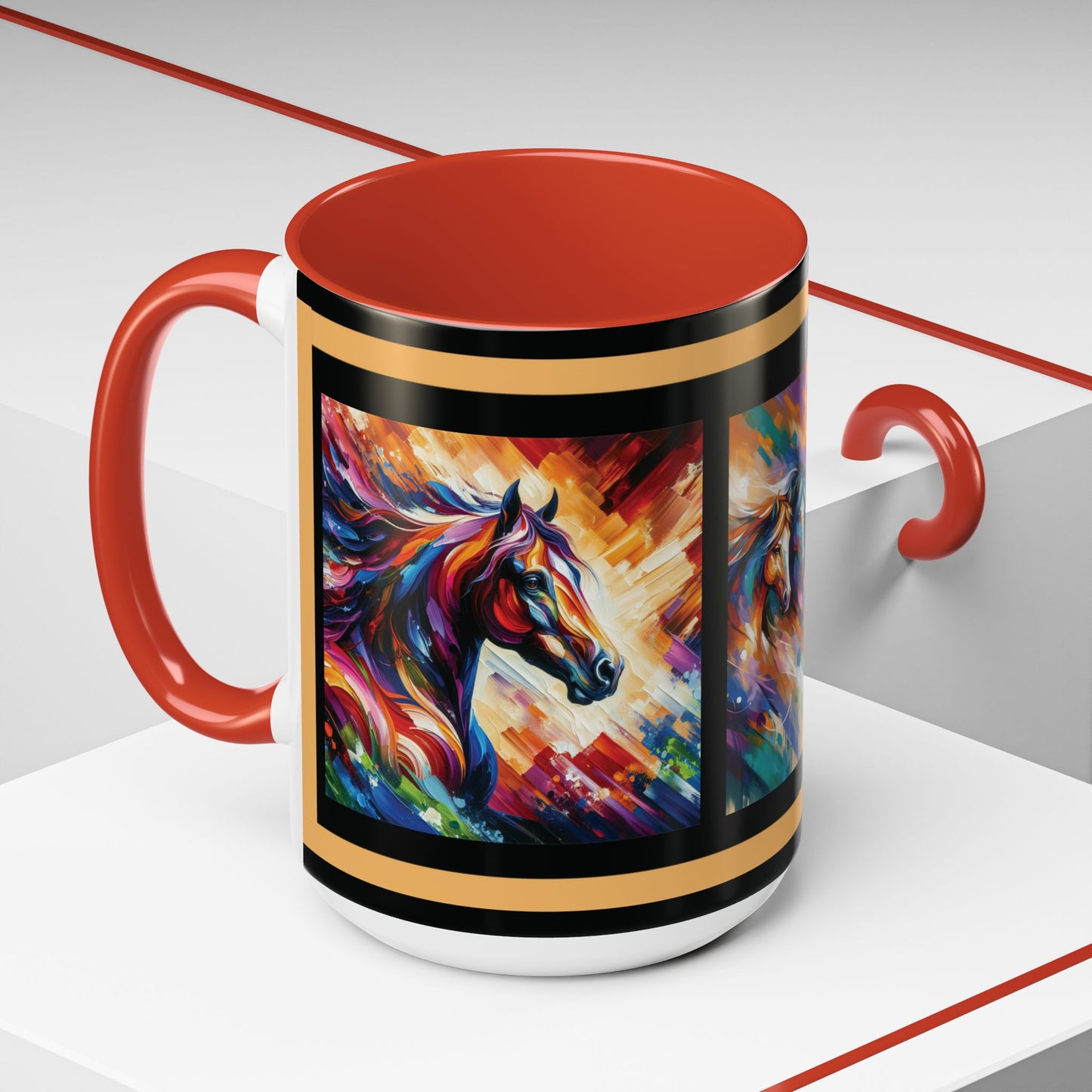 Mug Coffee Multi Color Horses 11oz 15oz