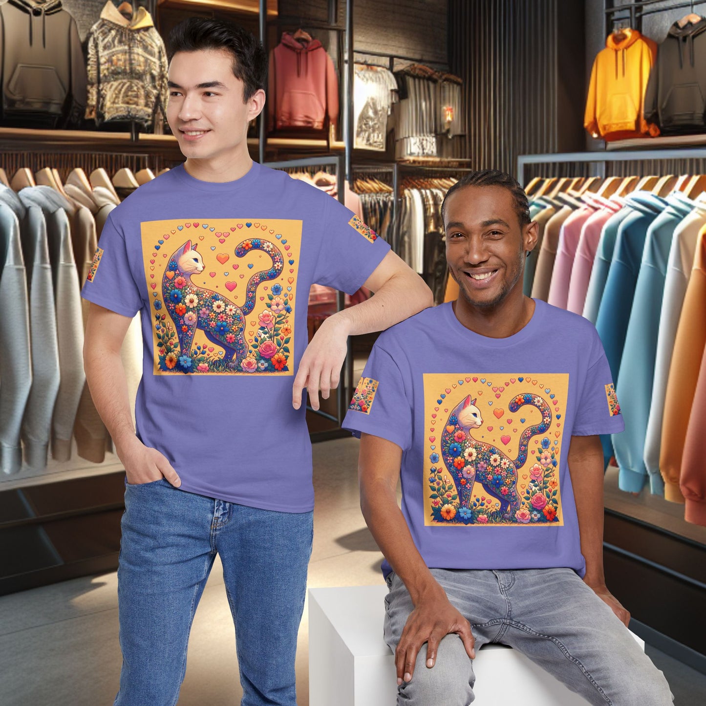 Loving Cat Flower Mozaic T-Shirt