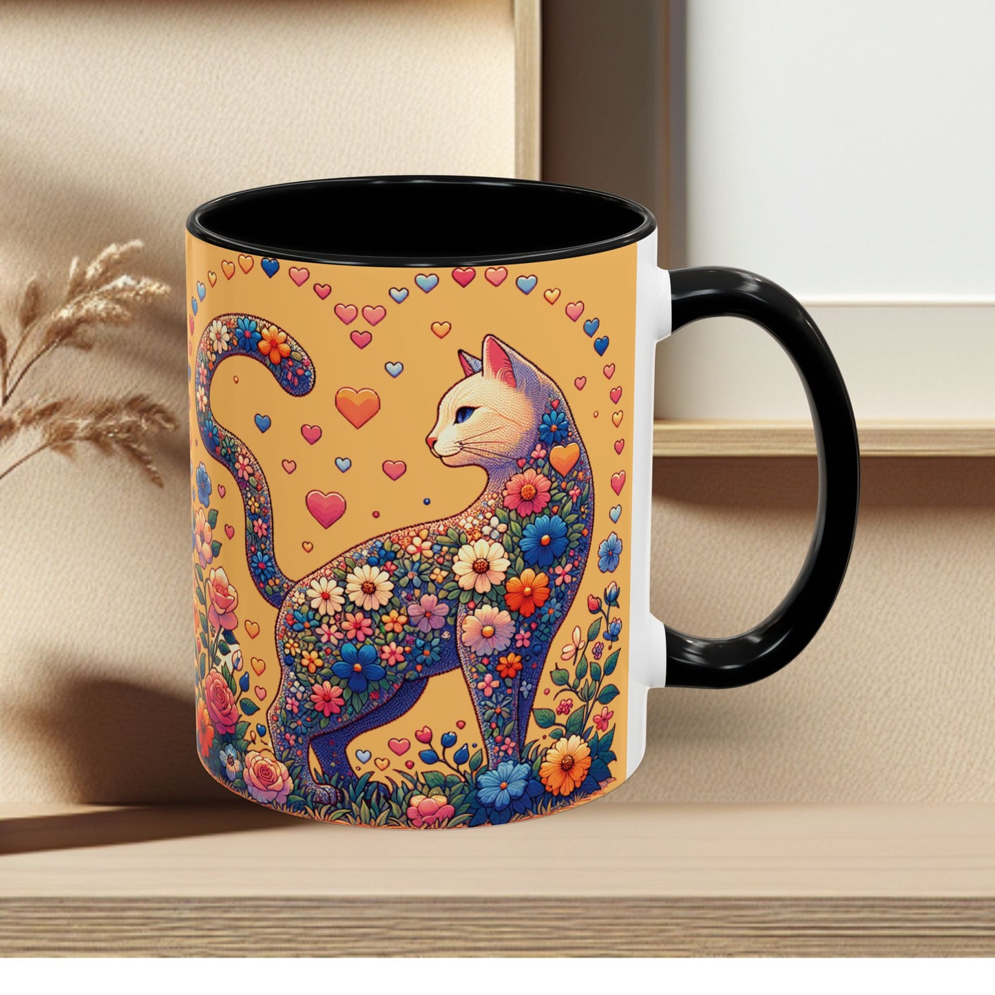 Mug- Loving Cat - Accent Coffee Mug (11oz, 15oz) (AOP)
