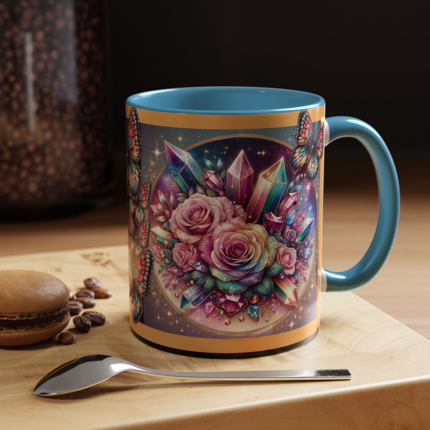 Coffee Mug Butterflys and Flowers