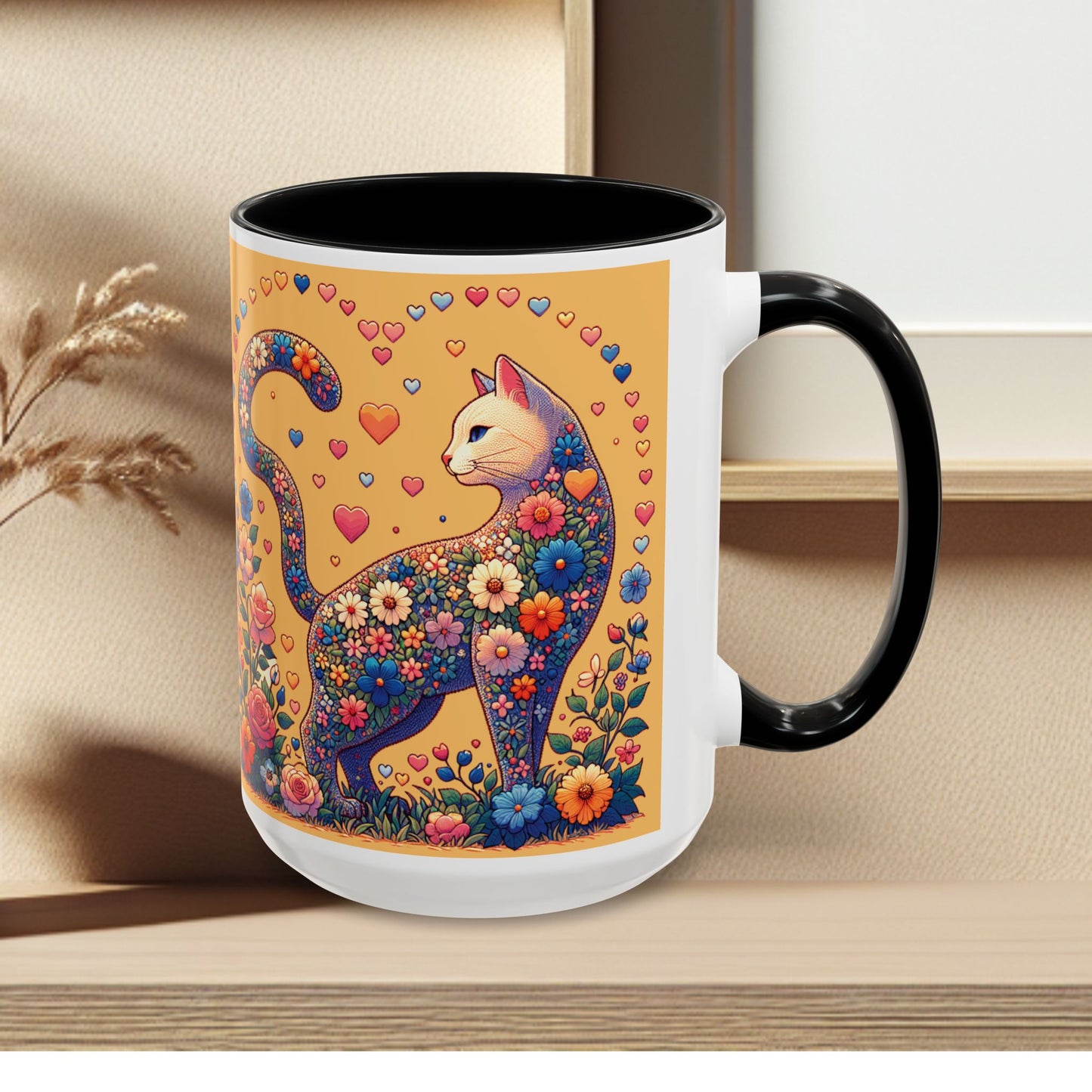 Mug- Loving Cat - Accent Coffee Mug (11oz, 15oz) (AOP)