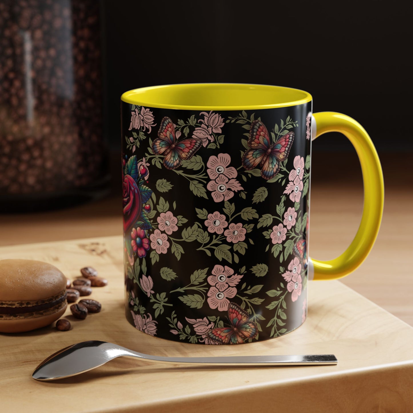 Floral Coffee Mug Black