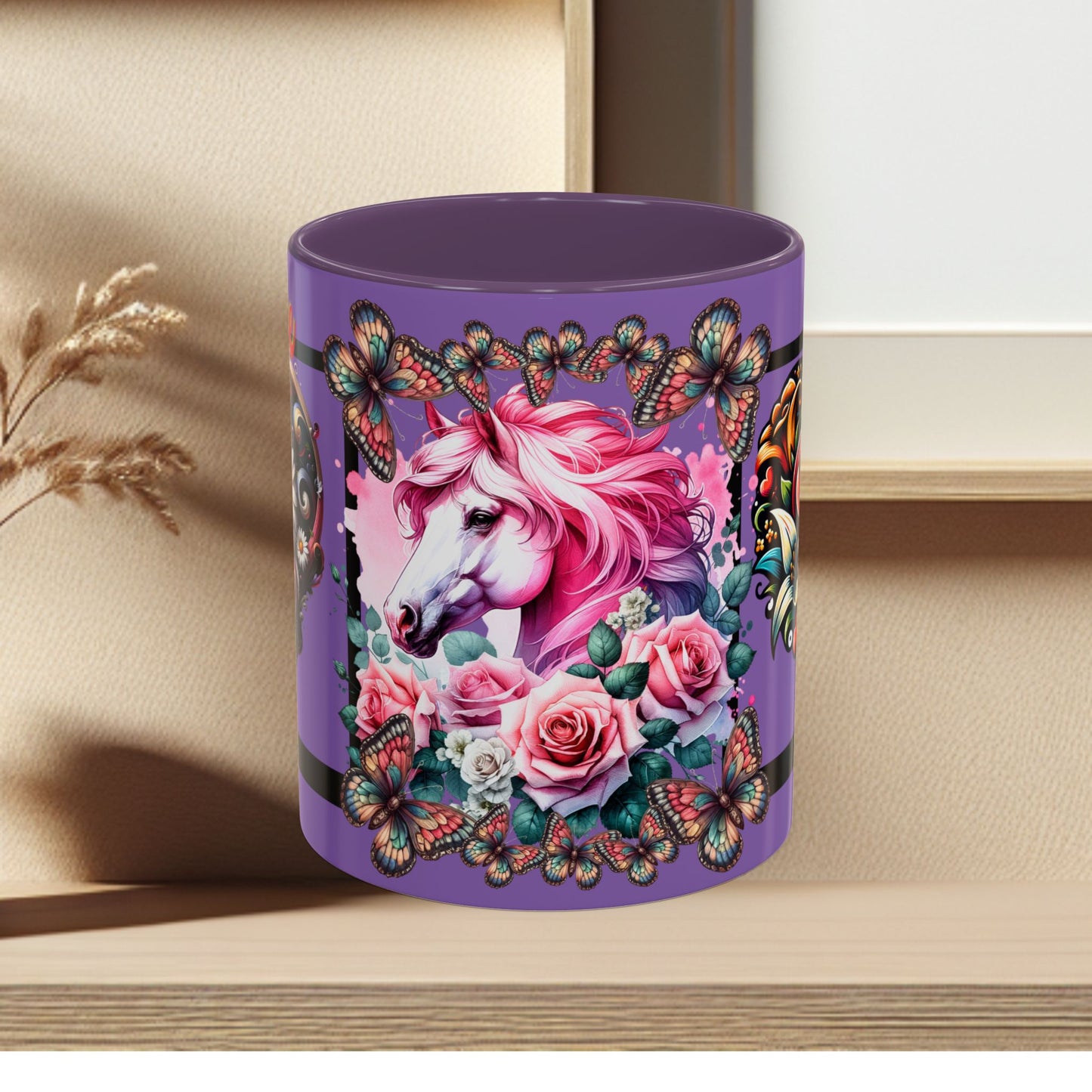 Love Coffee Mug - Vibrant Heart & Horse- Design, 11oz & 15oz