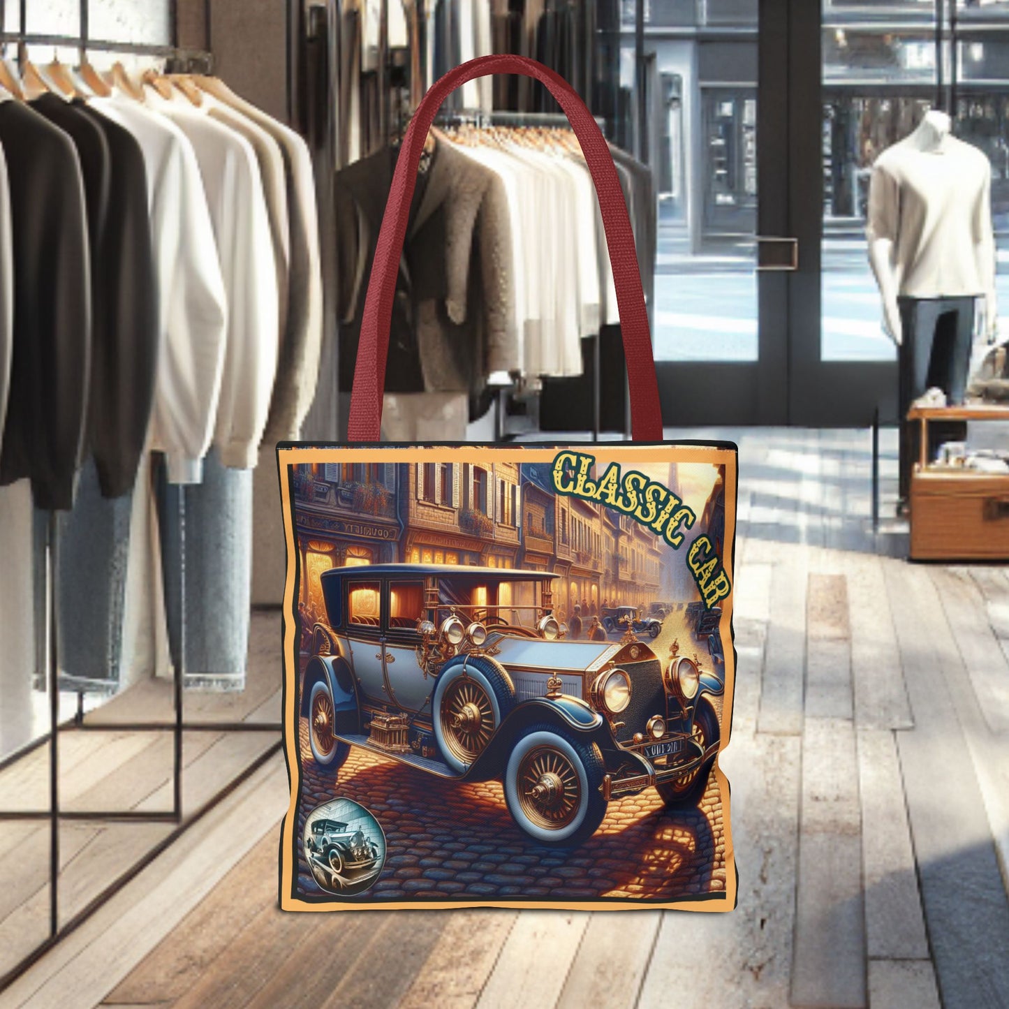Tote Bag-Classic Car Blue Tote Bag -