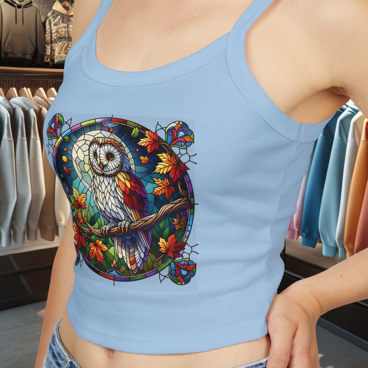 Women's Tank Top - Stain Glass Owl Design