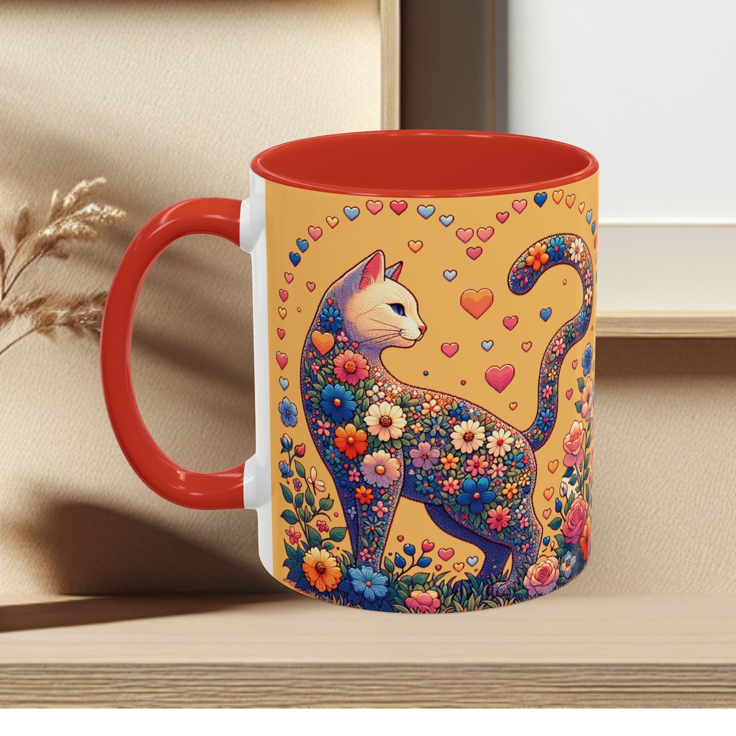 Mug- Loving Cat - Accent Coffee Mug (11oz, 15oz) (AOP)