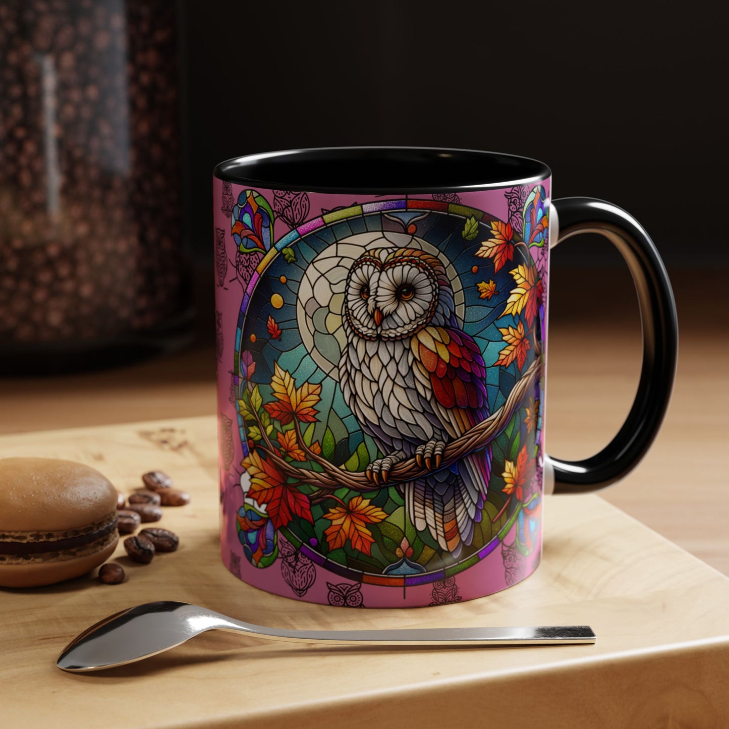 Coffee Mug -Colorful Stain Glass Owl Design