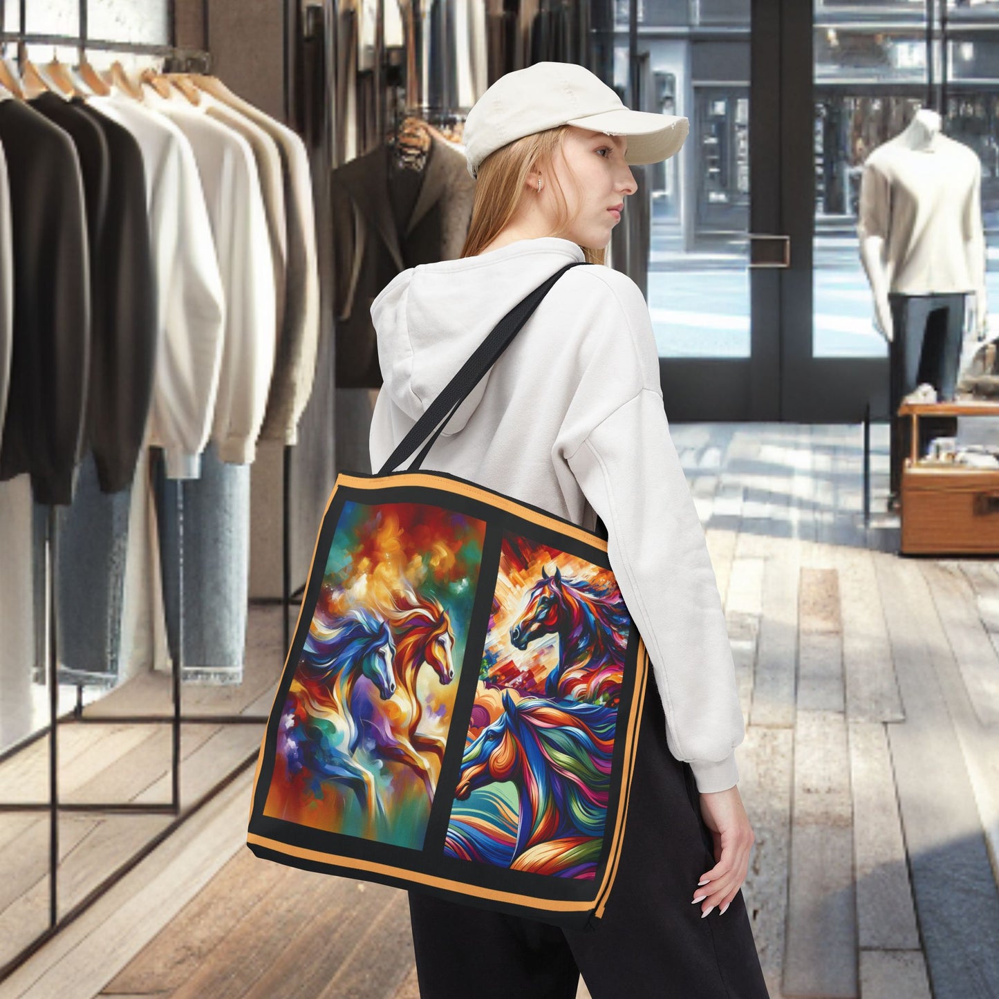 Colorful Horses Tote Bag