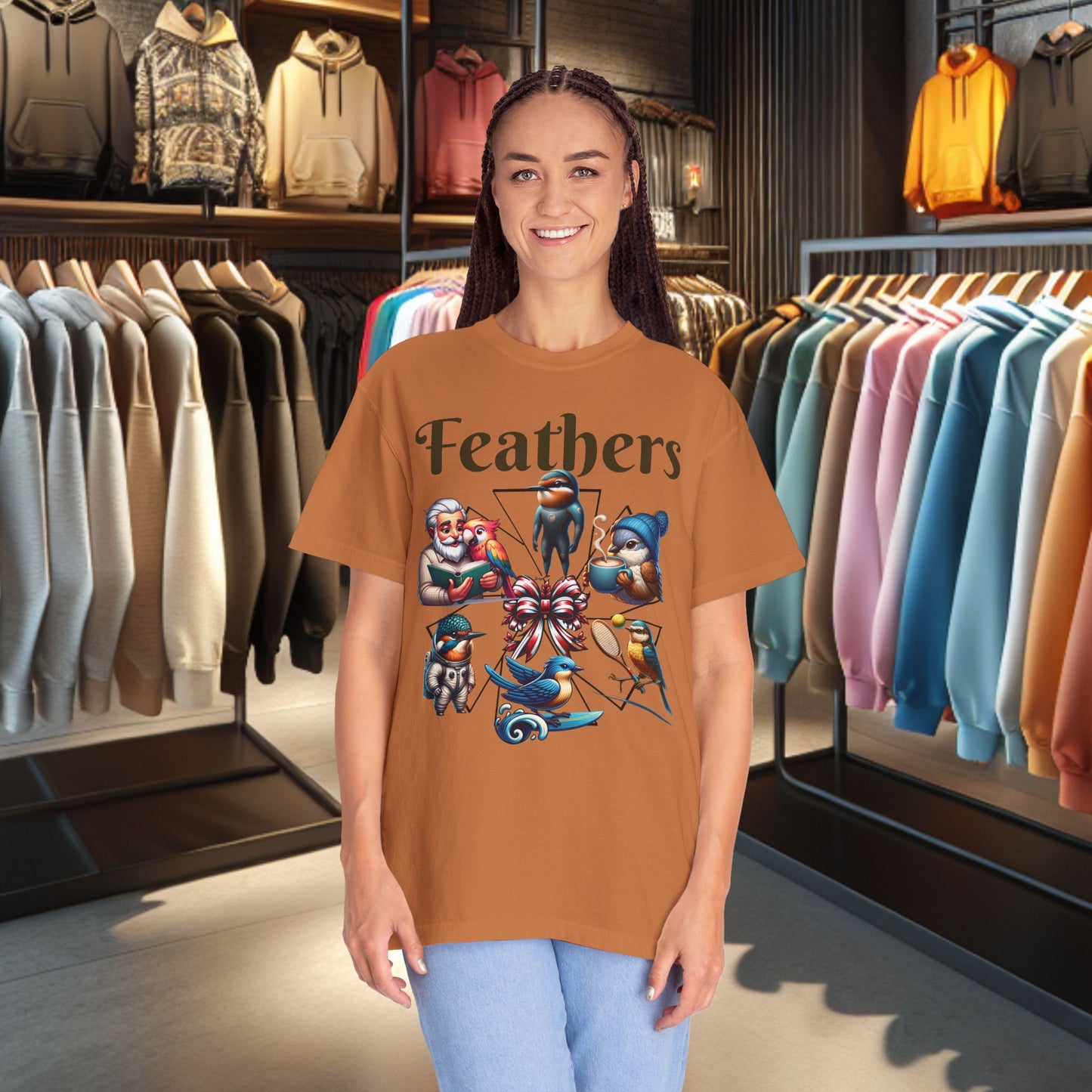 Boho Feathers T-shirt - Bird Lover's Garment