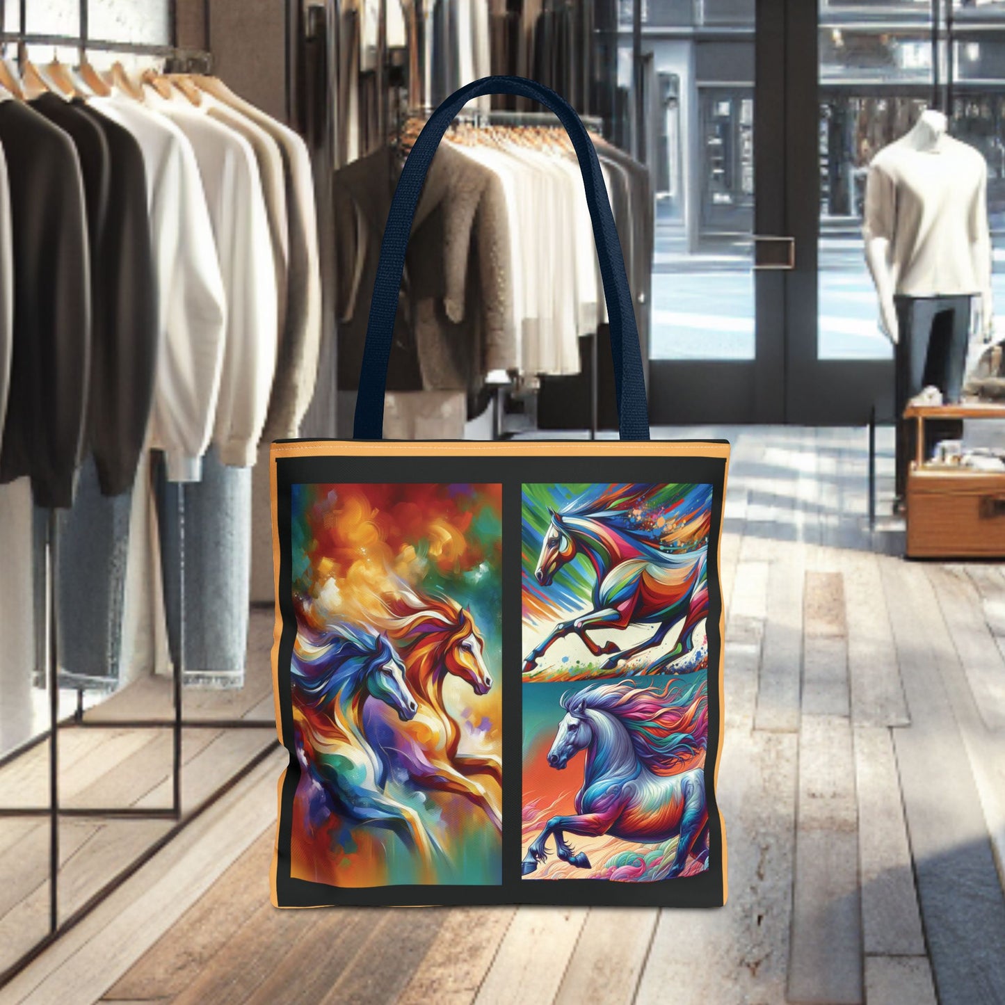Multi-Color Cloud Horses Tote Bag
