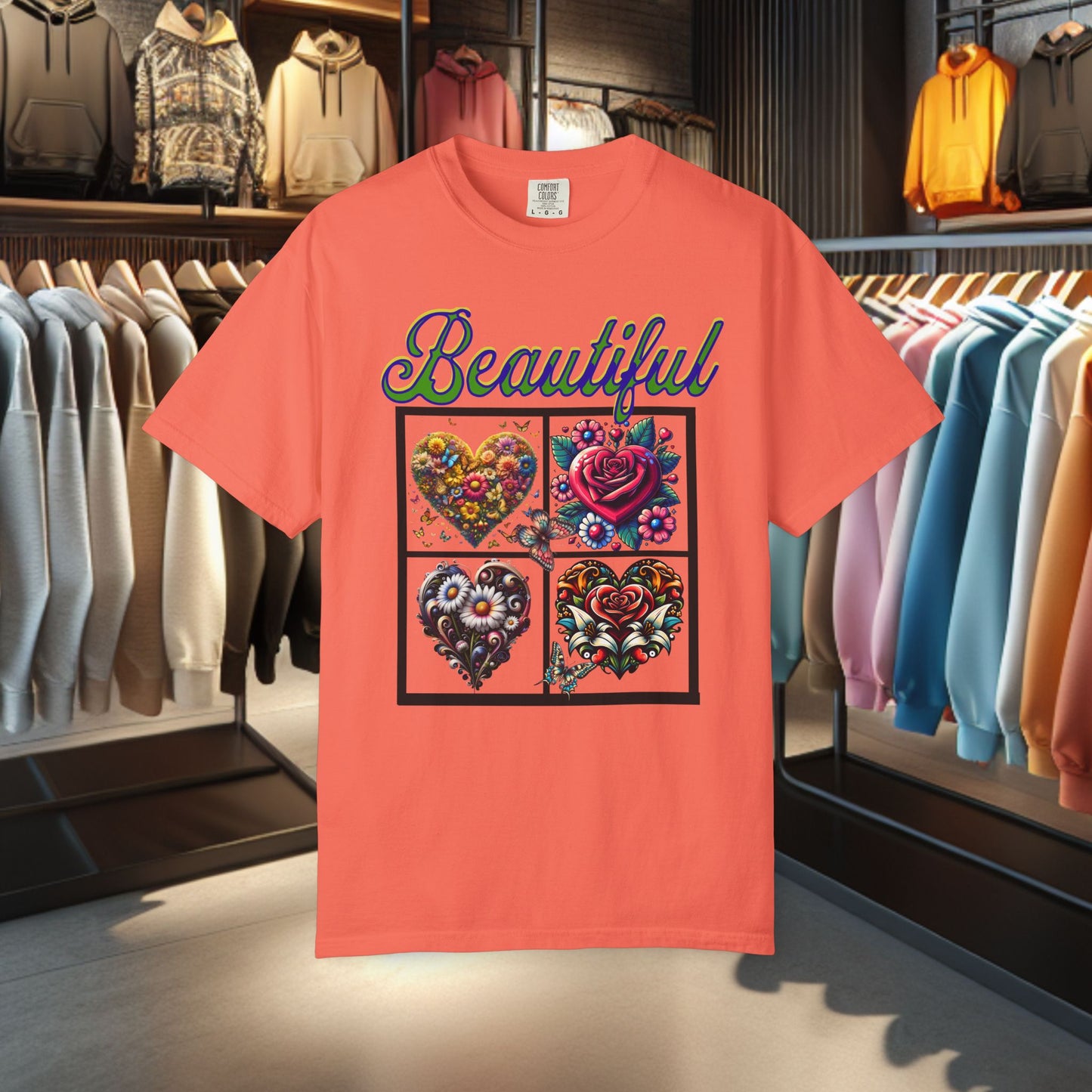Beautiful Hearts Floral Unisex T-shirt