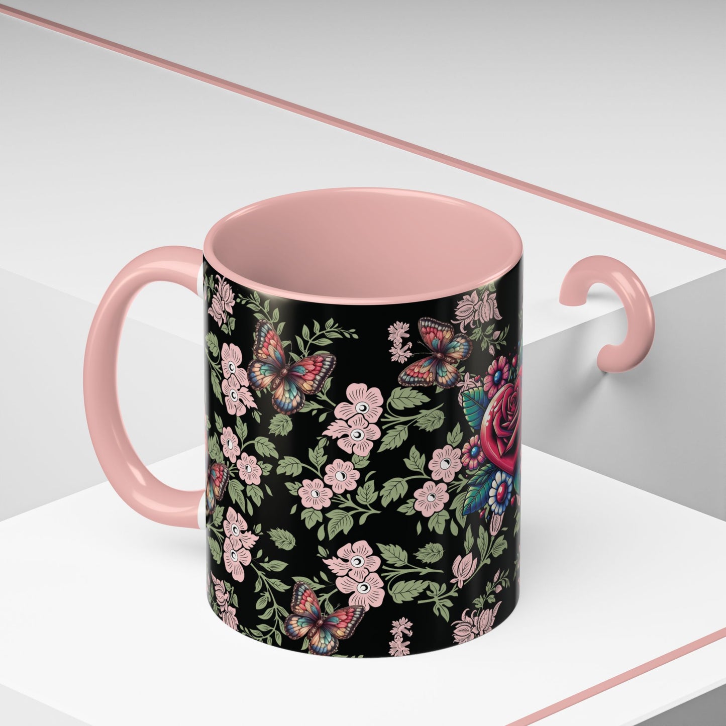 Floral Coffee Mug Black