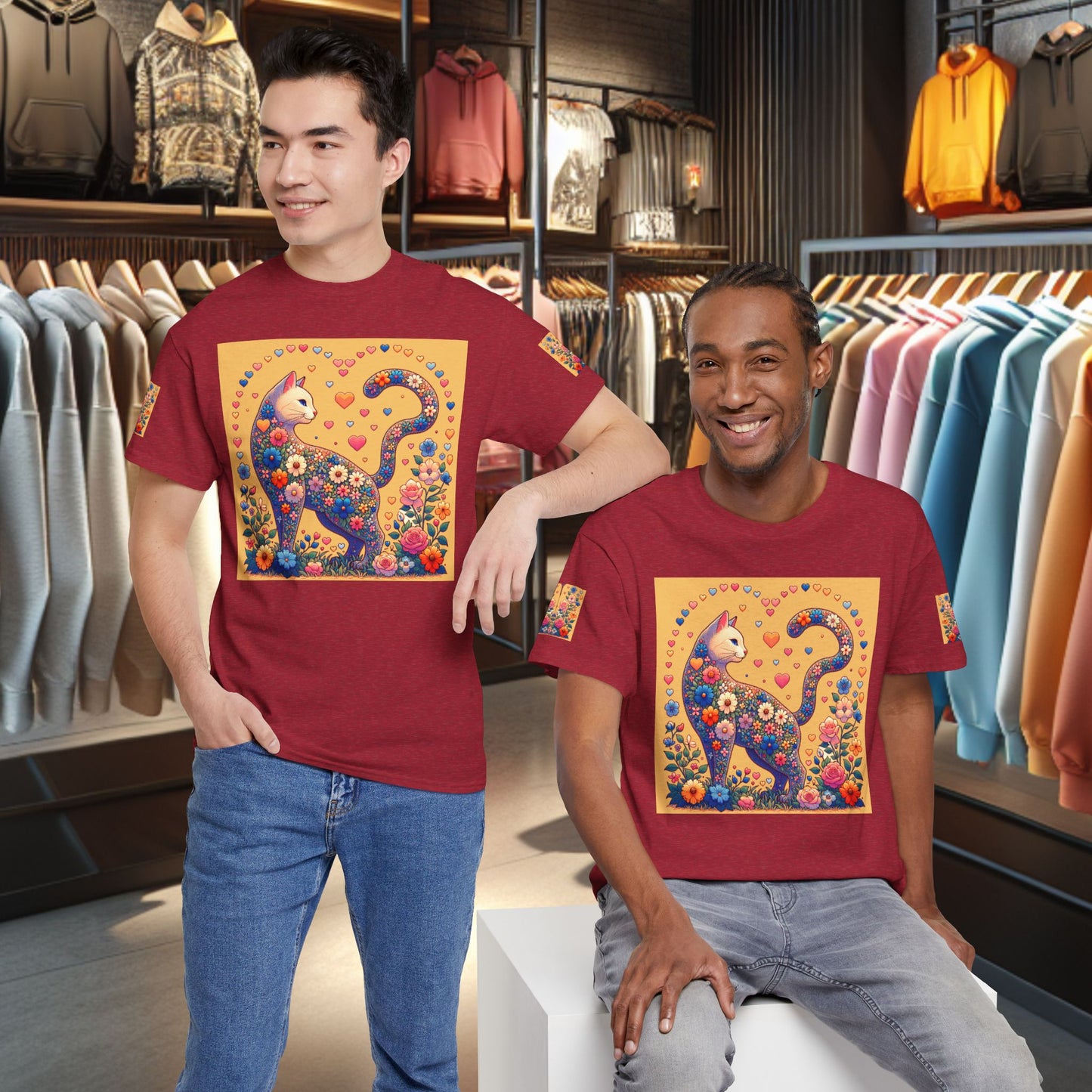 Loving Cat Flower Mozaic T-Shirt