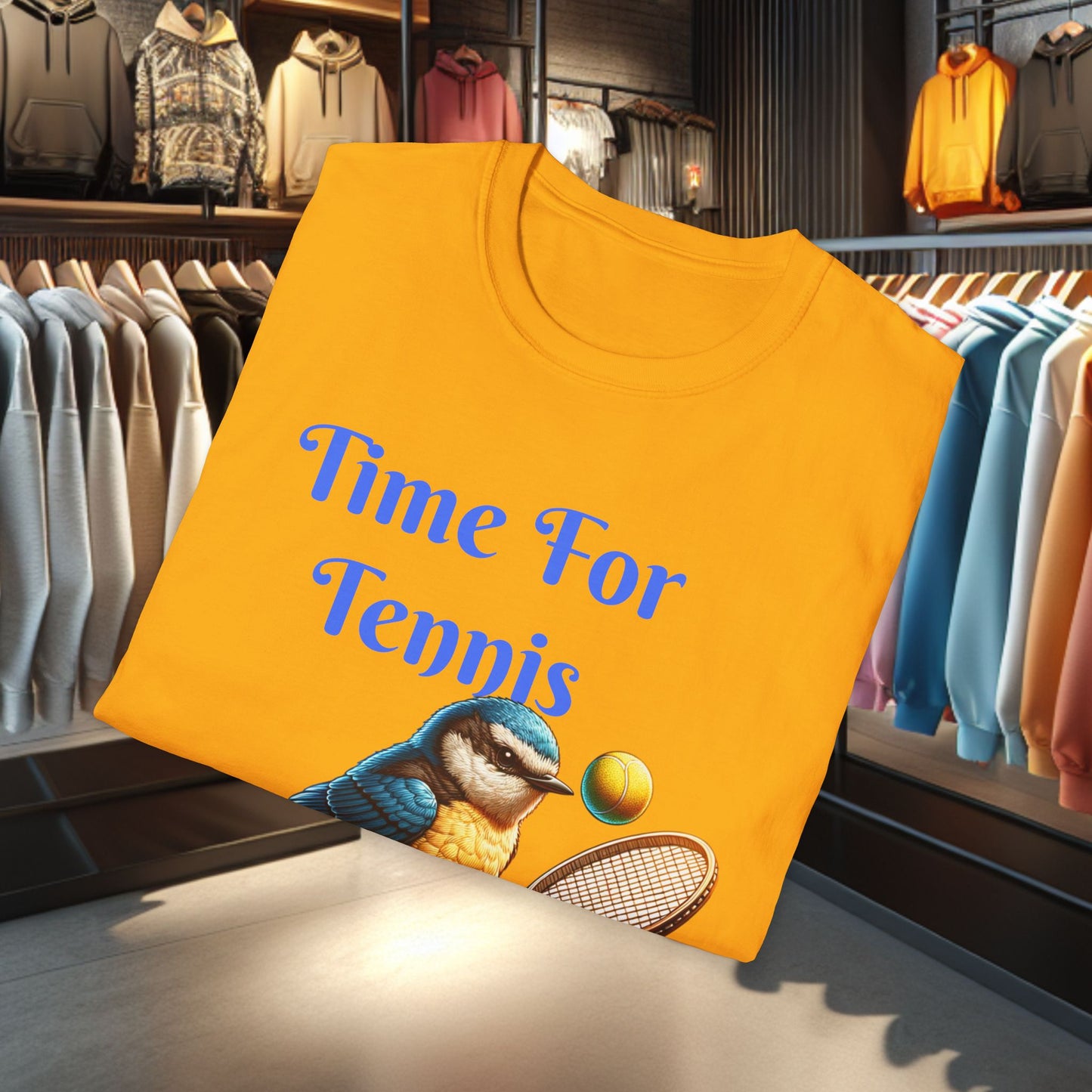 Blue Bird Playing Tennis Unisex T-Shirt - Time ForTennis