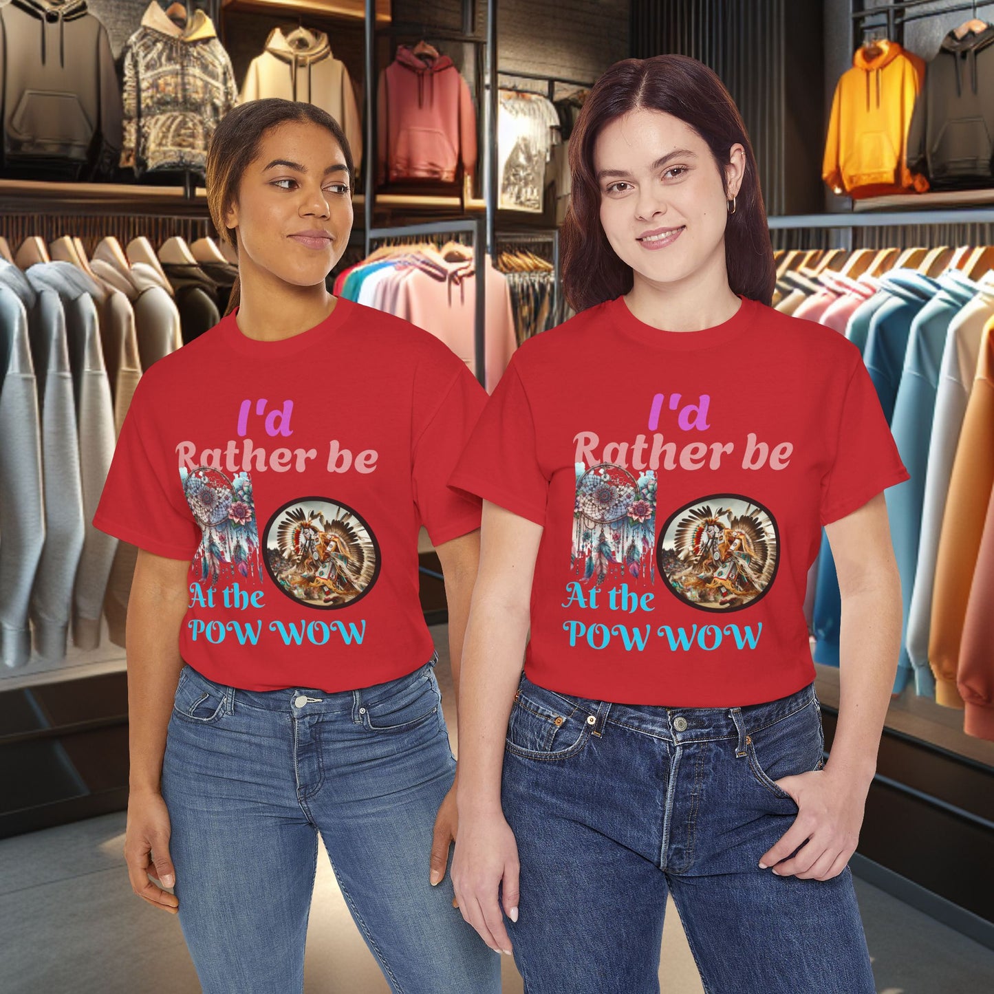 I'd Rather be at the POW-WOW- Heavy Cotton Tee