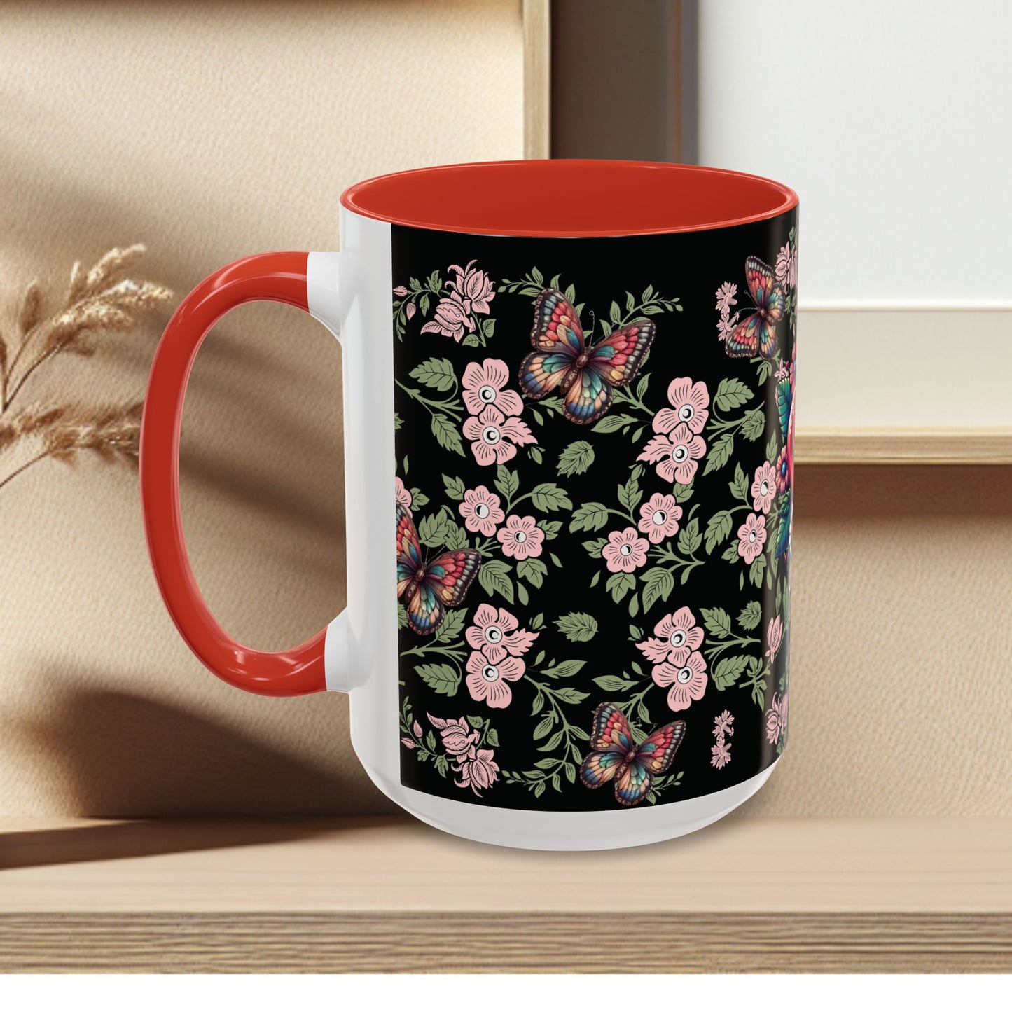 Floral Coffee Mug Black