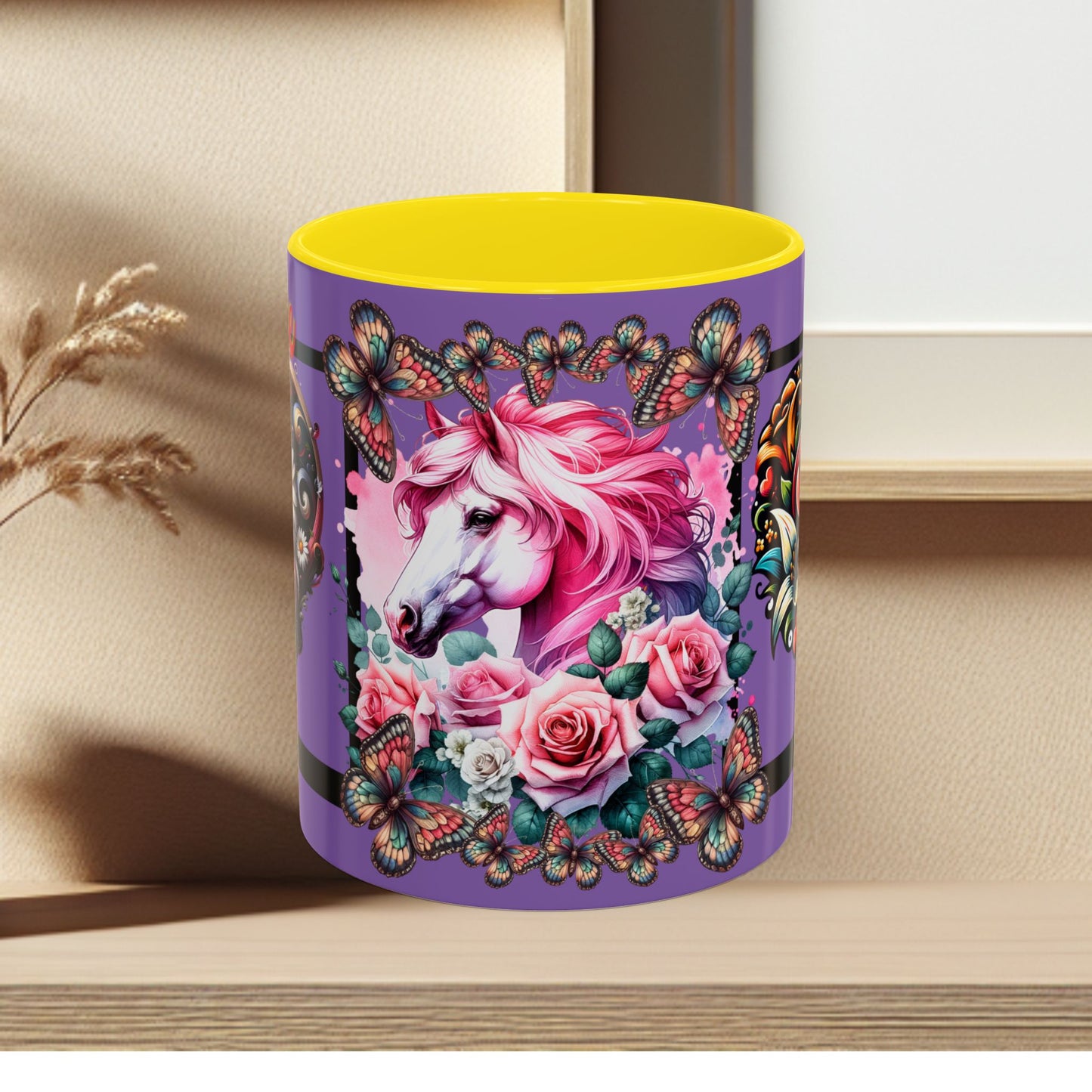 Love Coffee Mug - Vibrant Heart & Horse- Design, 11oz & 15oz