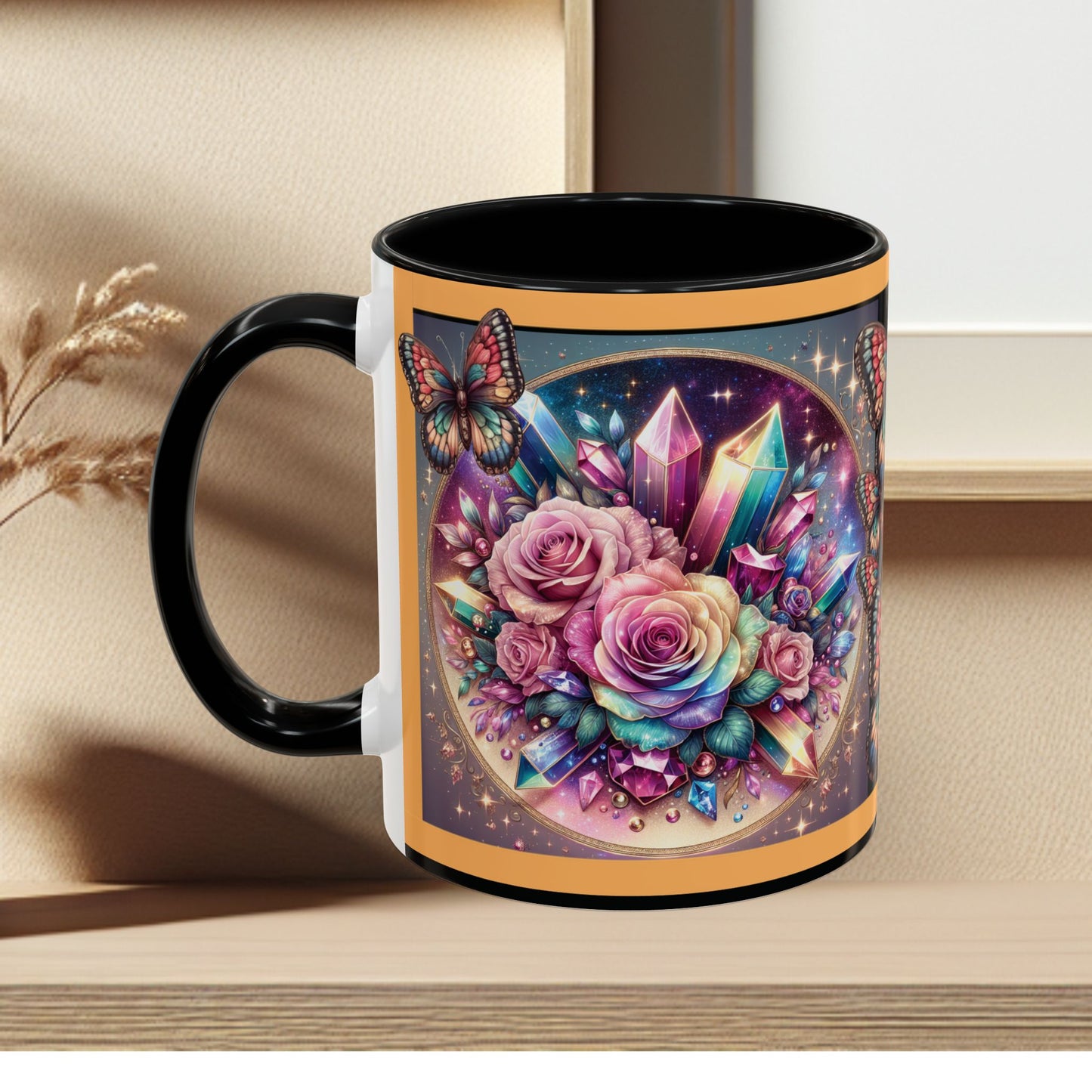 Coffee Mug Butterflys and Flowers