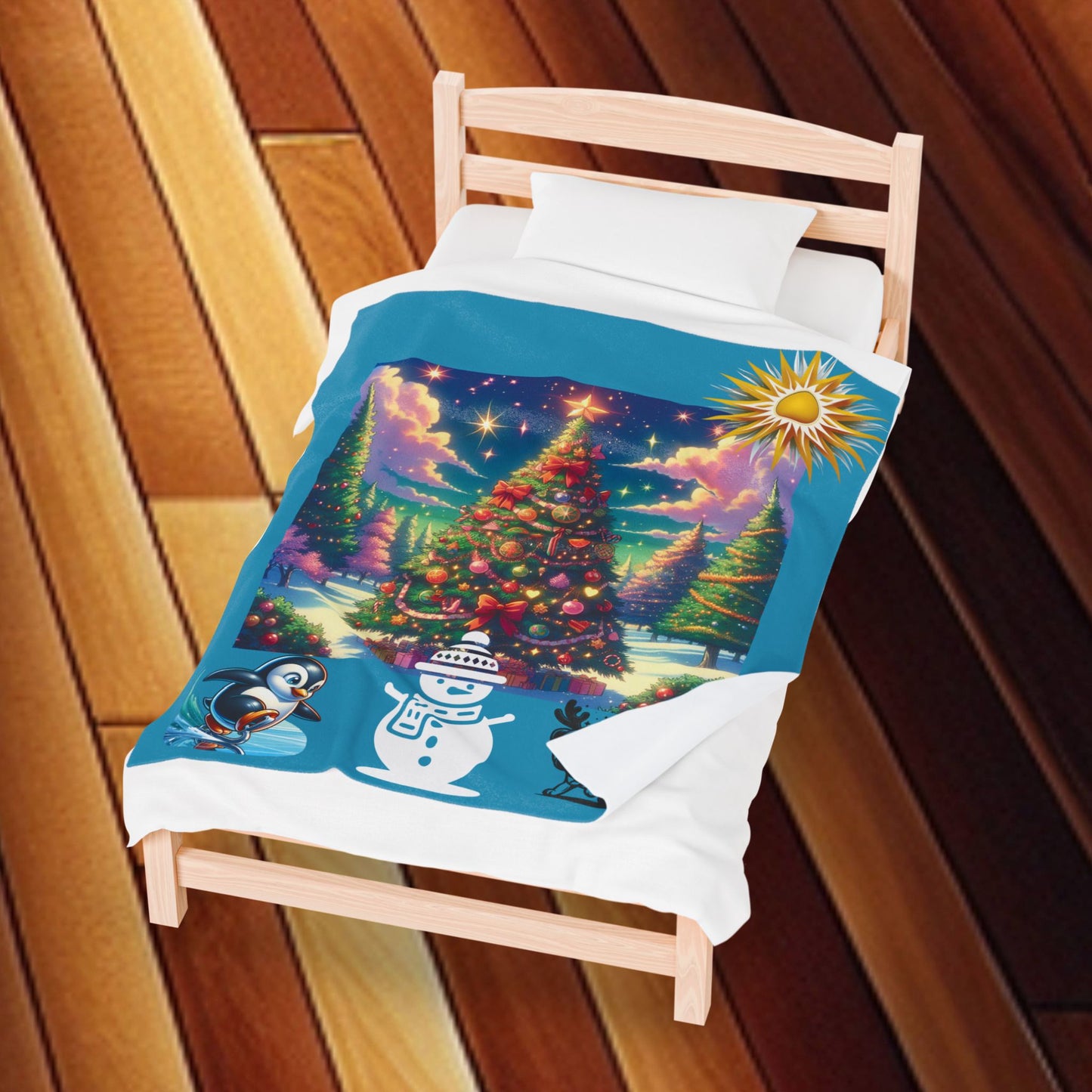 Christmas in the Forest Velveteen Plush Blanket