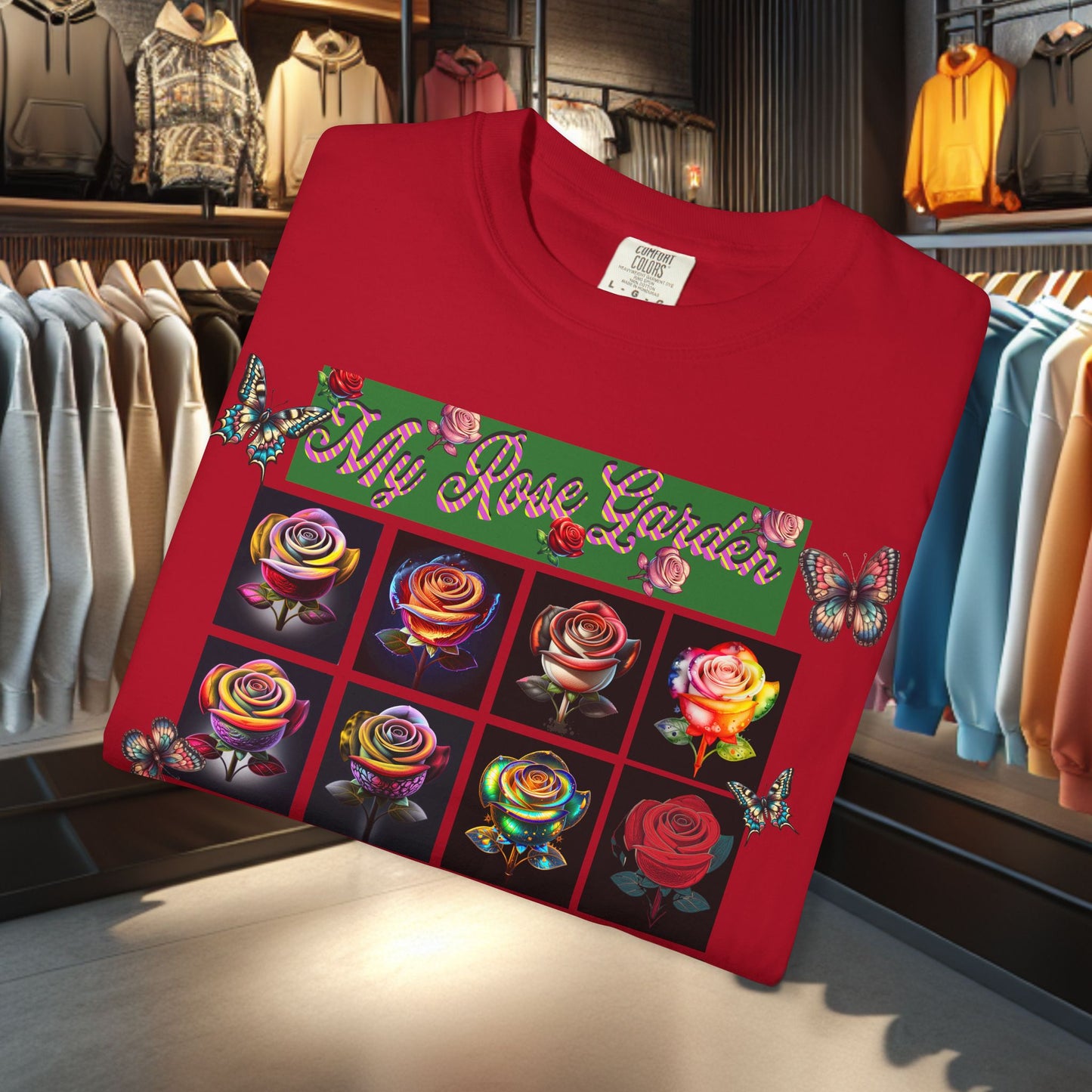 Floral T-Shirt for Flower Lovers - My Rose Garden a Colorful Floral Design