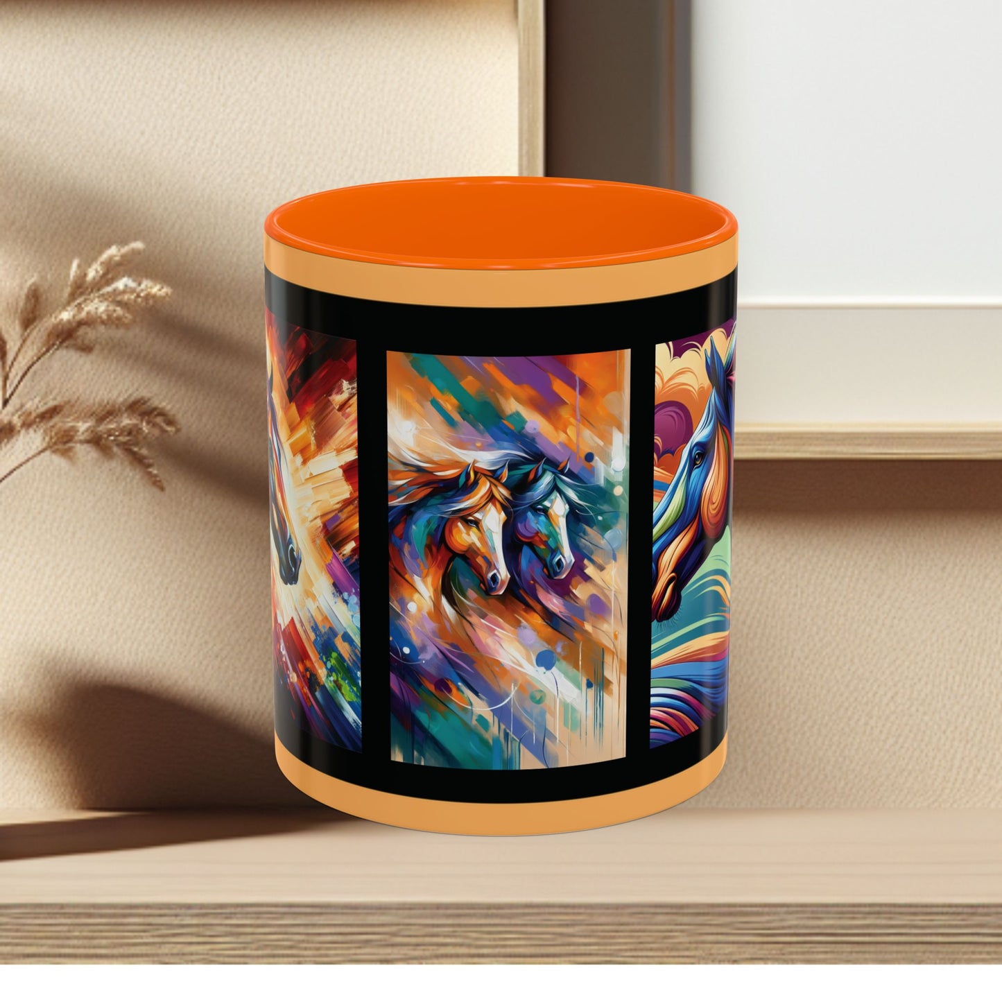 Mug Coffee Multi Color Horses 11oz 15oz
