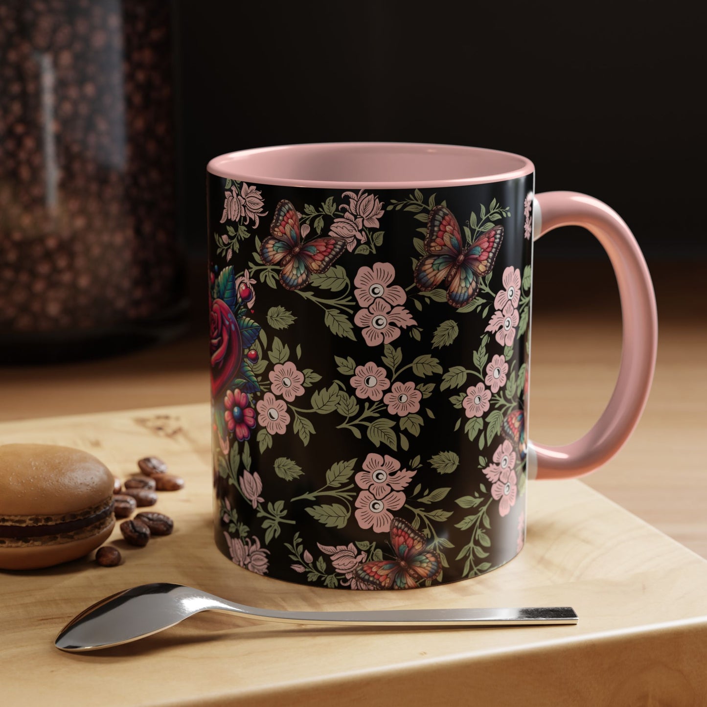 Floral Coffee Mug Black