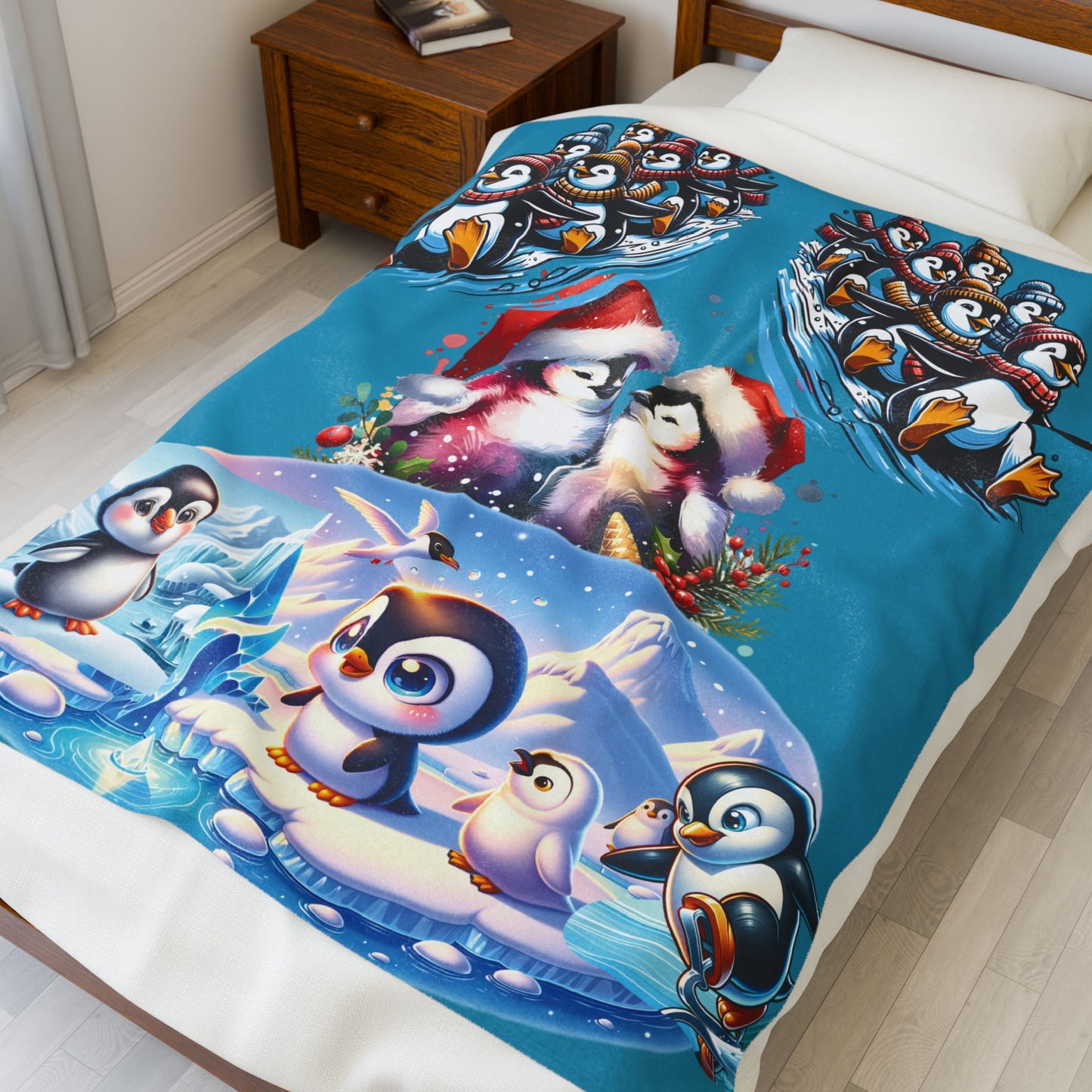 Penguins at Play - Velveteen Plush Blanket