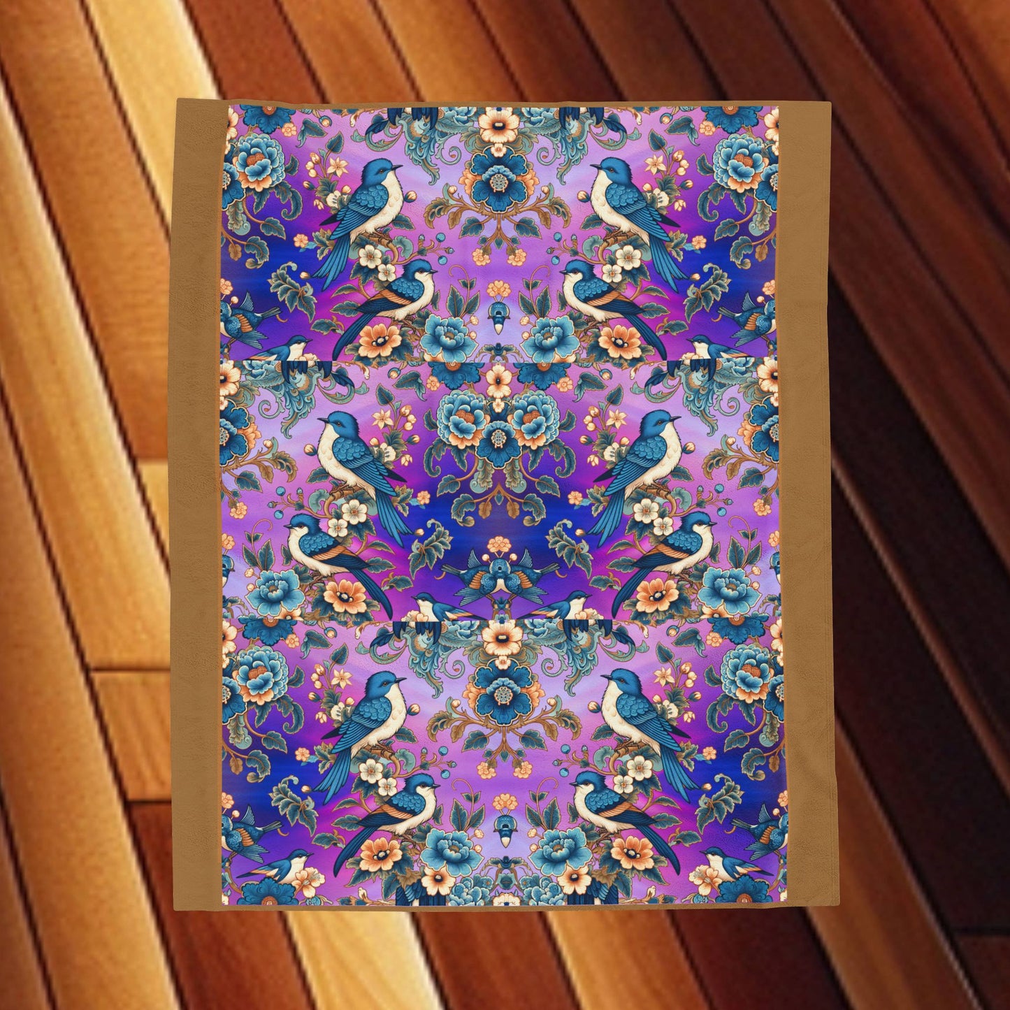 Floral and Blue Birds Velveteen Blanket