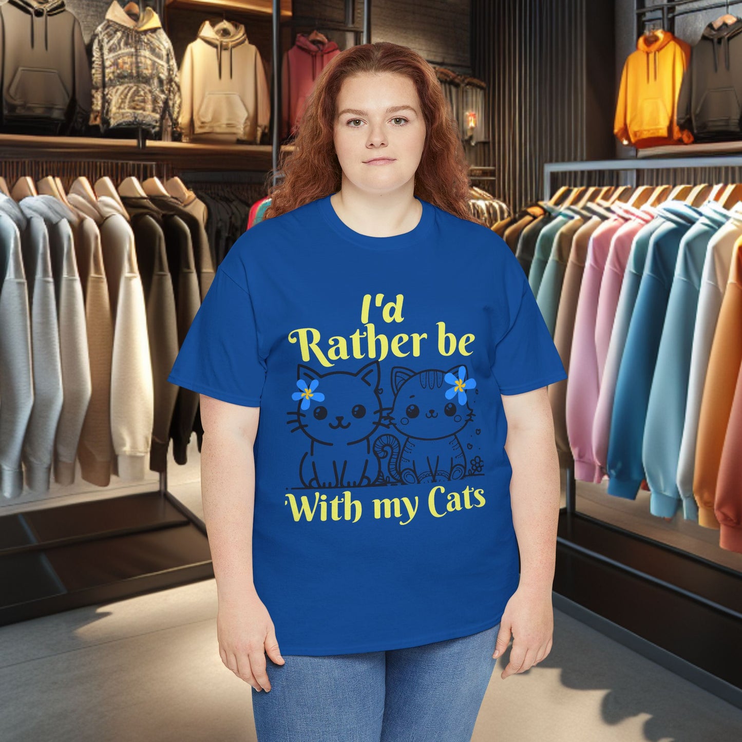 With my Cats Heavy Cotton Tee | Cat Lover Gift | Colorful Fun Shirt | Cute Animal Apparel | Perfect for Birthdays & Pet Lovers