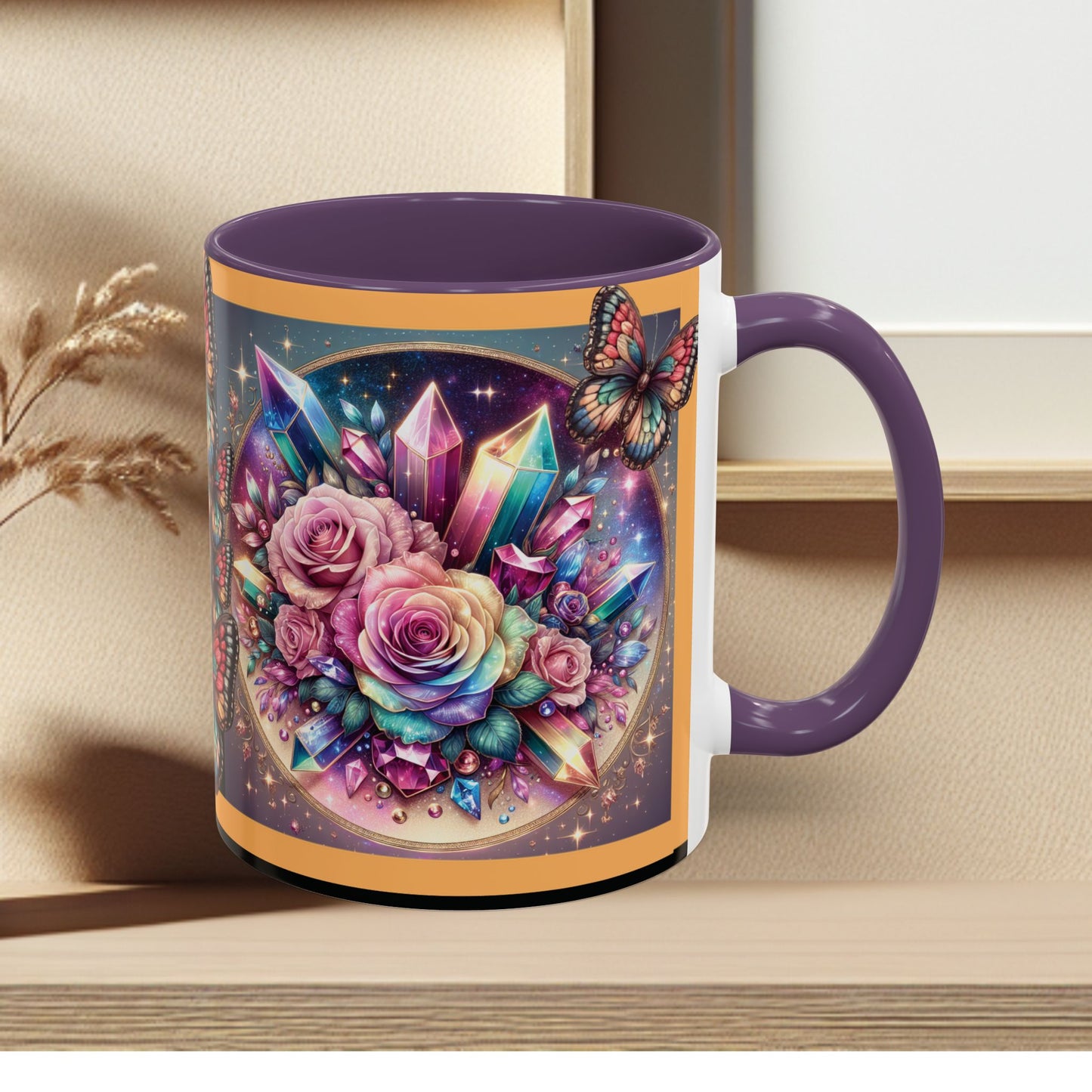Coffee Mug Butterflys and Flowers