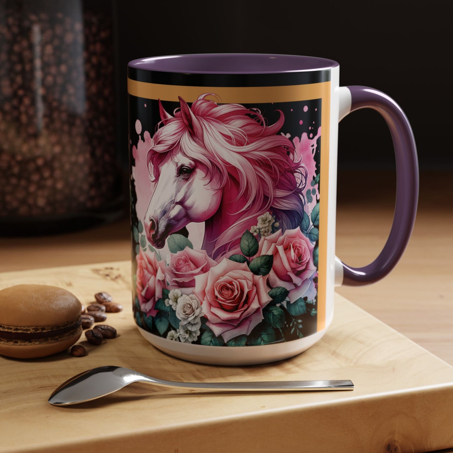 Coffee Mug Horses in Flowers 11oz 15oz