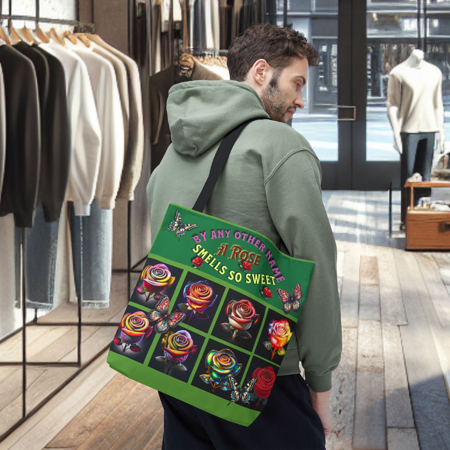 Vintage Floral Tote Bag - 'A Rose Smells So Sweet'